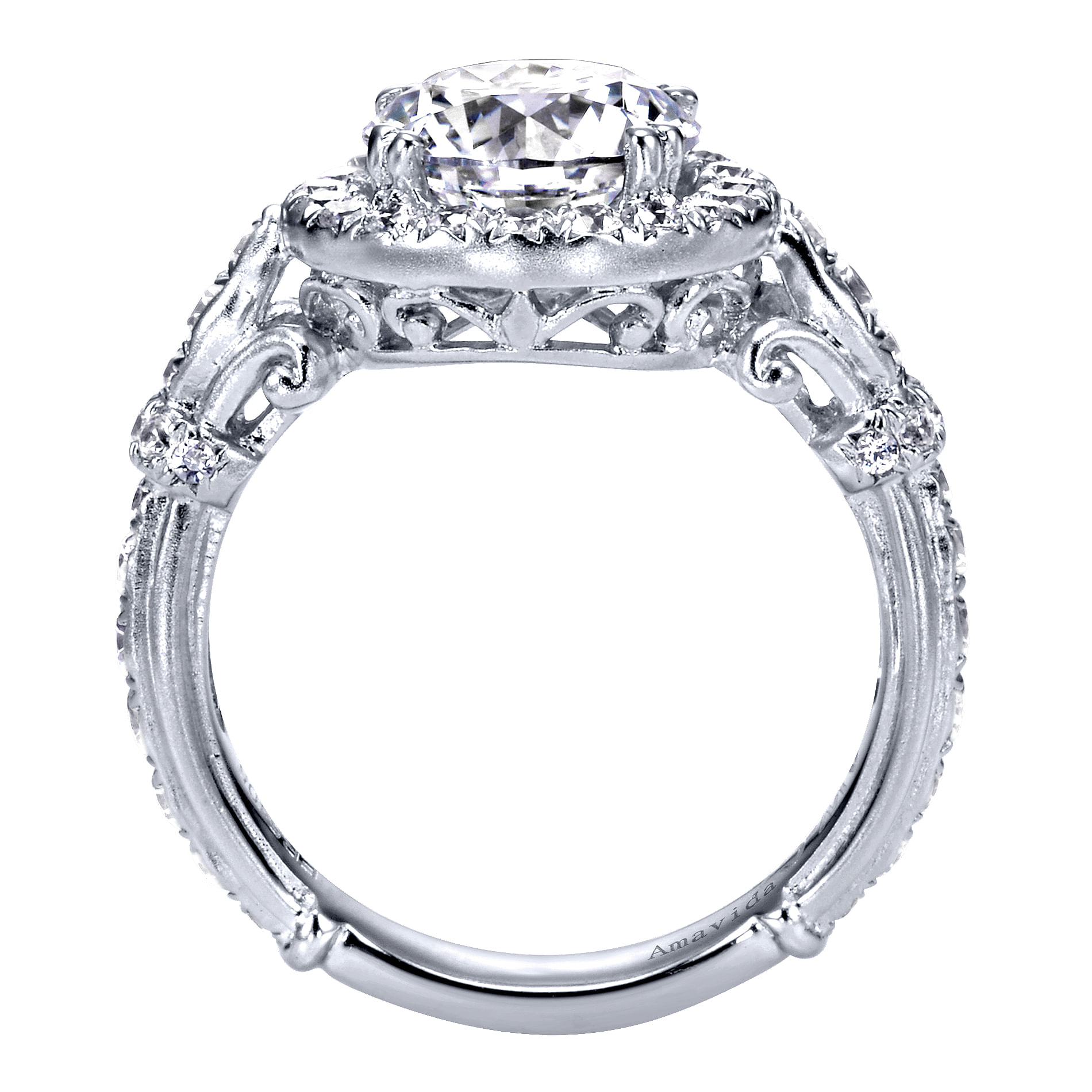 18k White Gold Diamond Halo Engagement Ring angle 2 18k White Gold Diamond Halo Engagement Ring angle 2
