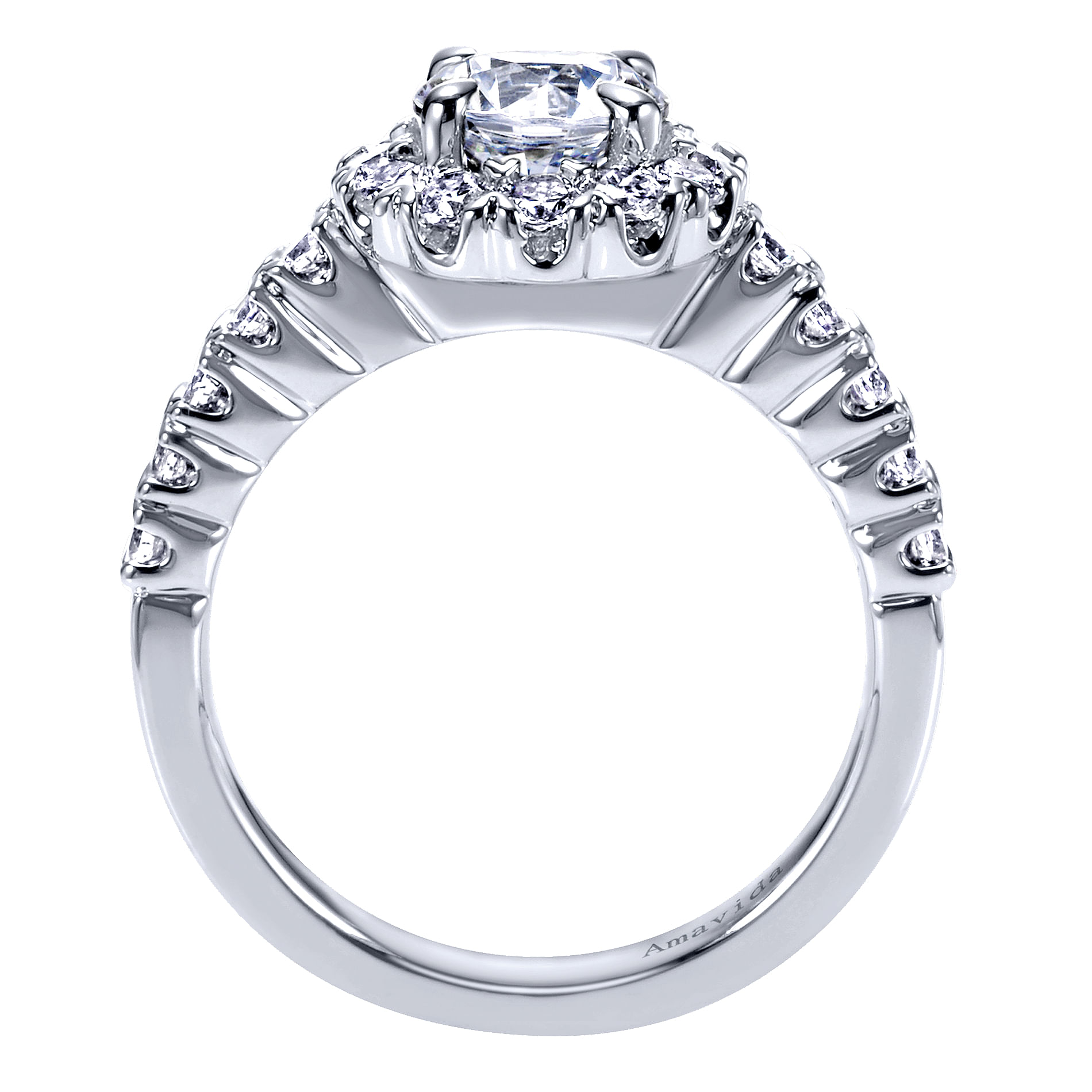 18k White Gold Diamond Halo Engagement Ring angle 2 18k White Gold Diamond Halo Engagement Ring angle 2