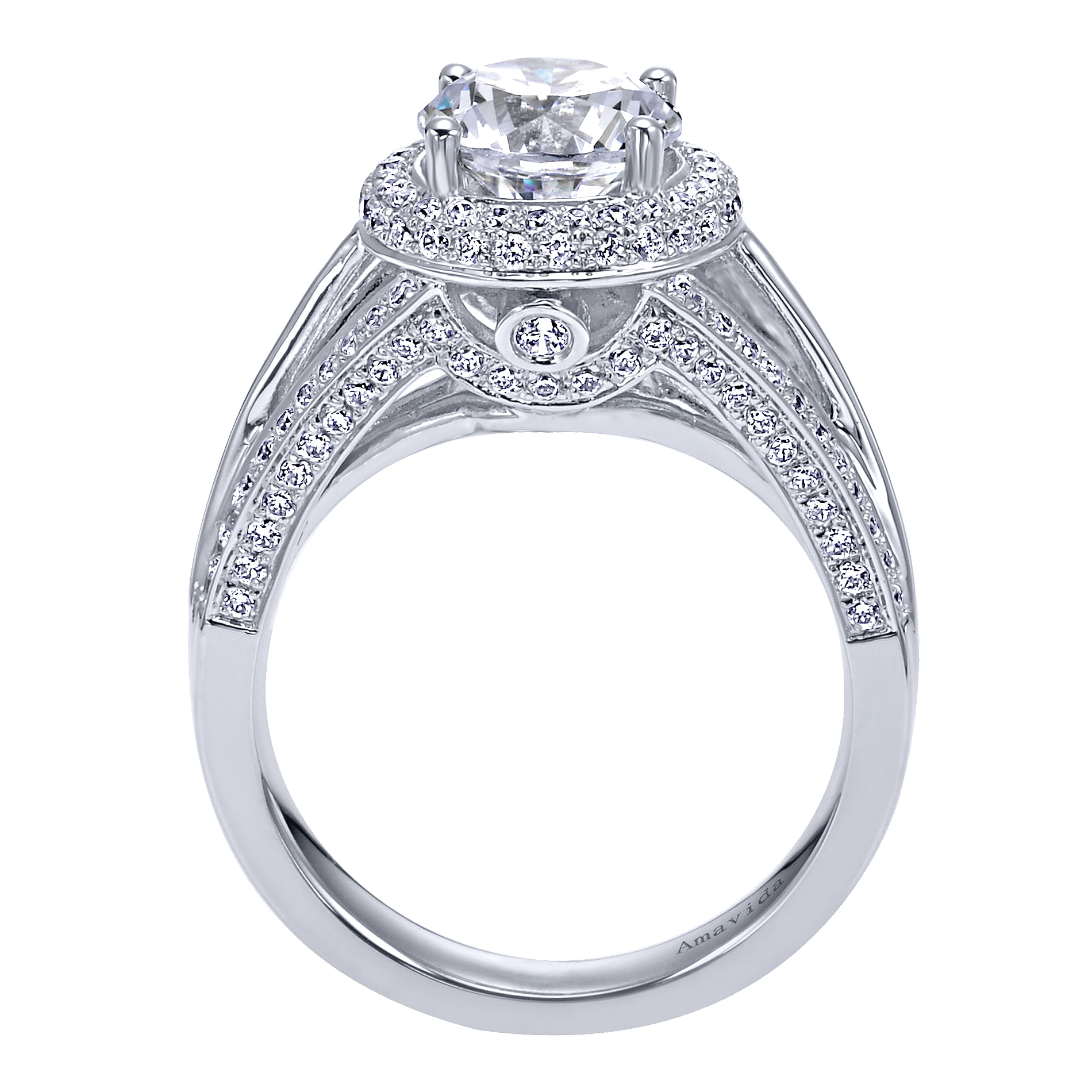 18k White Gold Diamond Halo Engagement Ring angle 2 18k White Gold Diamond Halo Engagement Ring angle 2