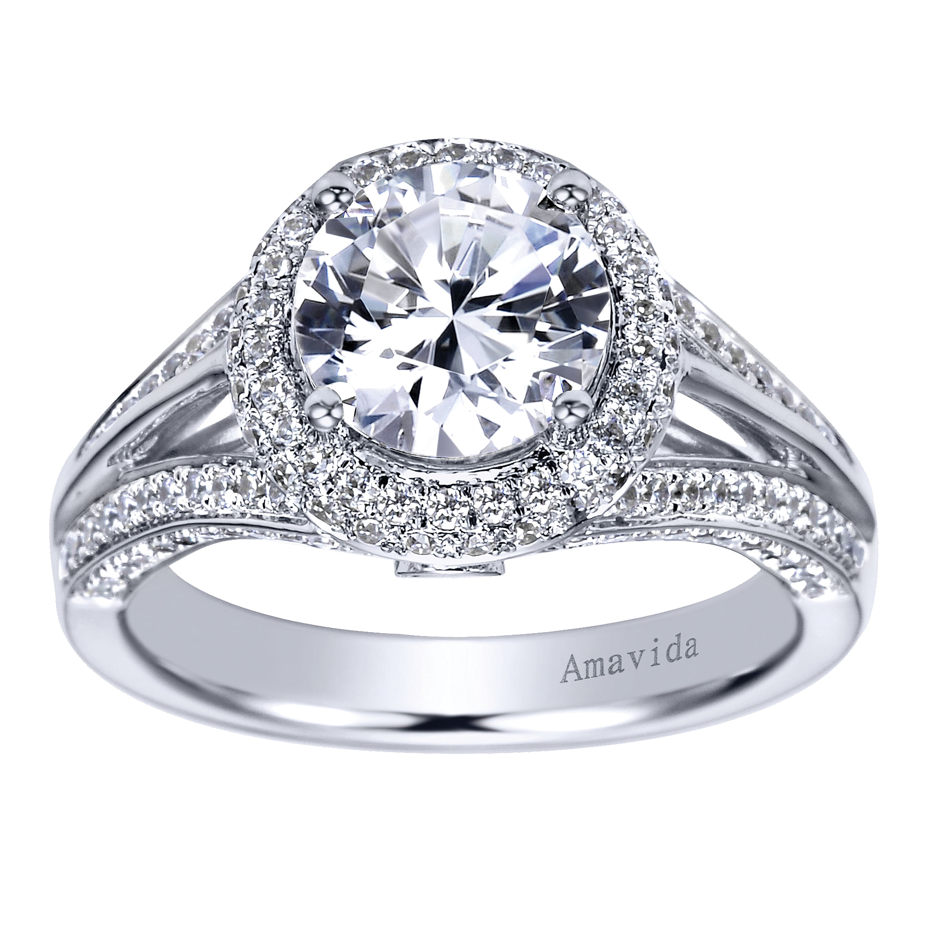 18k White Gold Diamond Halo Engagement Ring angle 5 18k White Gold Diamond Halo Engagement Ring angle 5