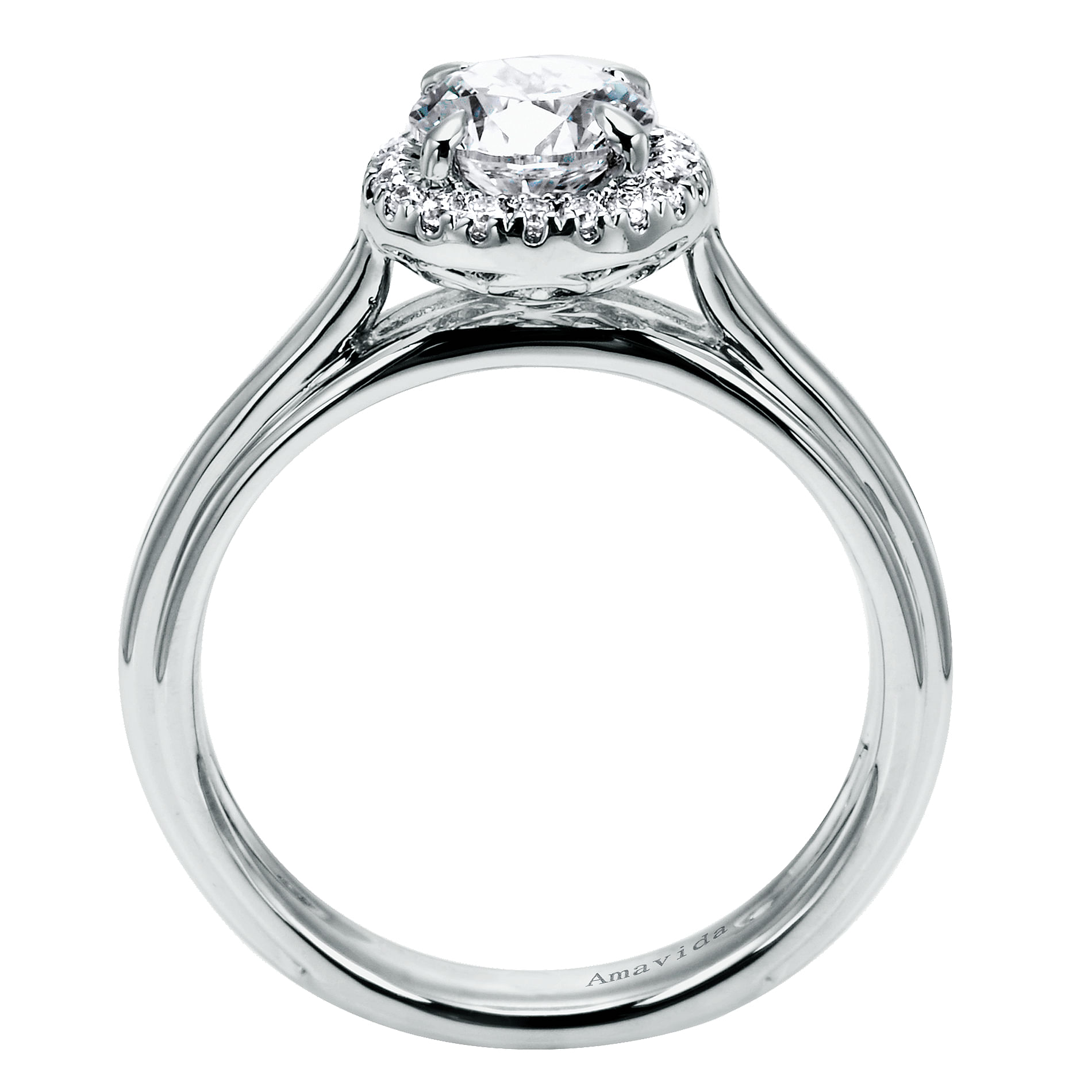 18k White Gold Diamond Halo Engagement Ring angle 2 18k White Gold Diamond Halo Engagement Ring angle 2