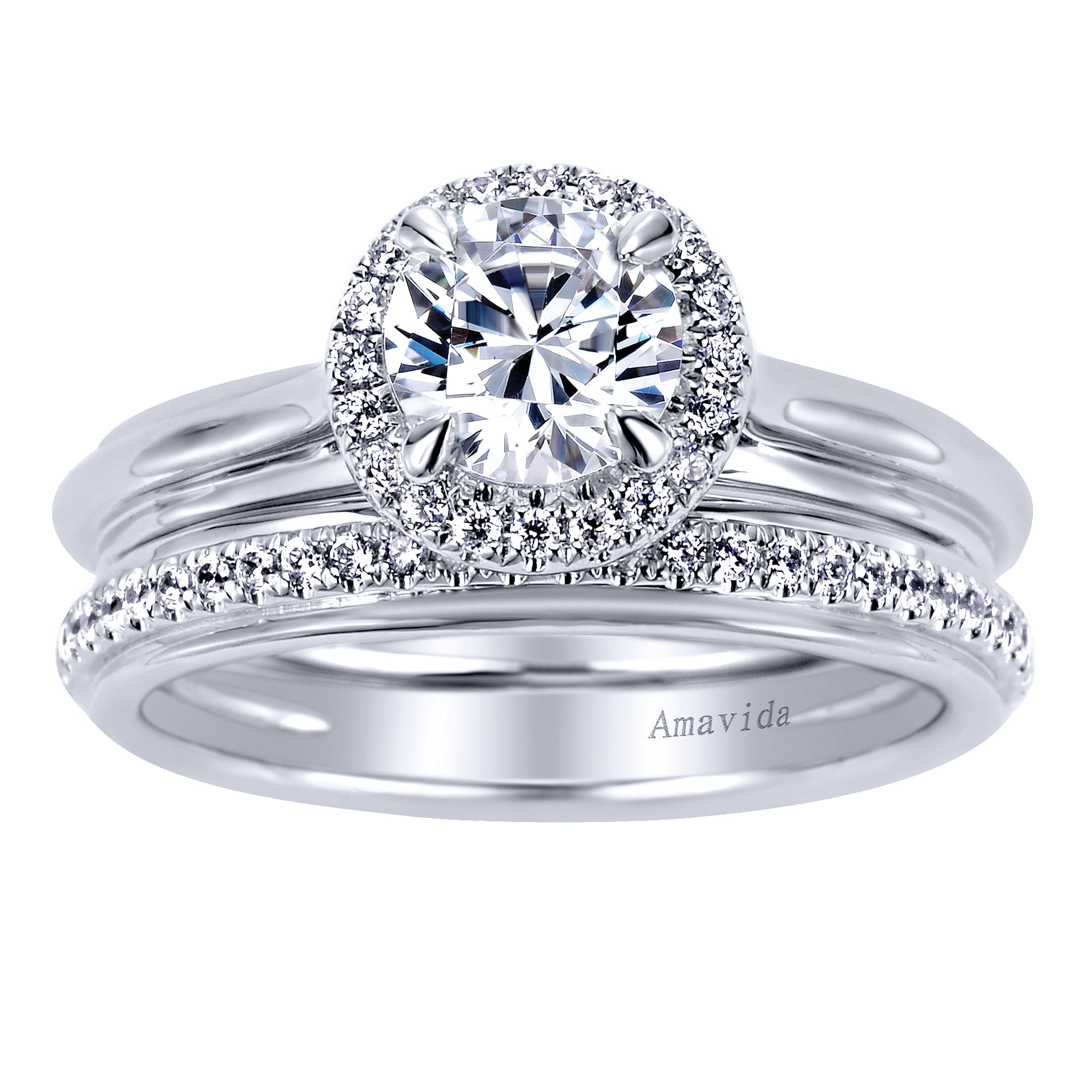 18k White Gold Diamond Halo Engagement Ring angle 4 18k White Gold Diamond Halo Engagement Ring angle 4