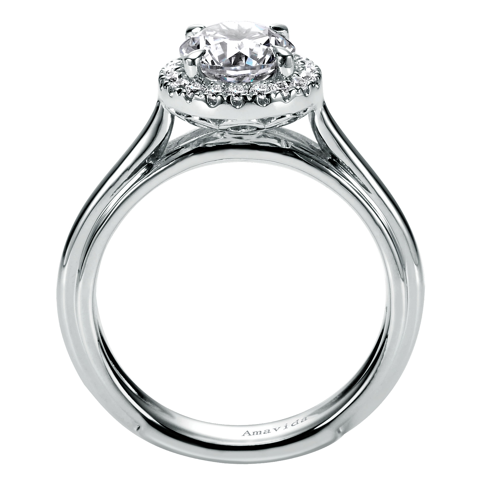 18k White Gold Diamond Halo Engagement Ring angle 2 18k White Gold Diamond Halo Engagement Ring angle 2