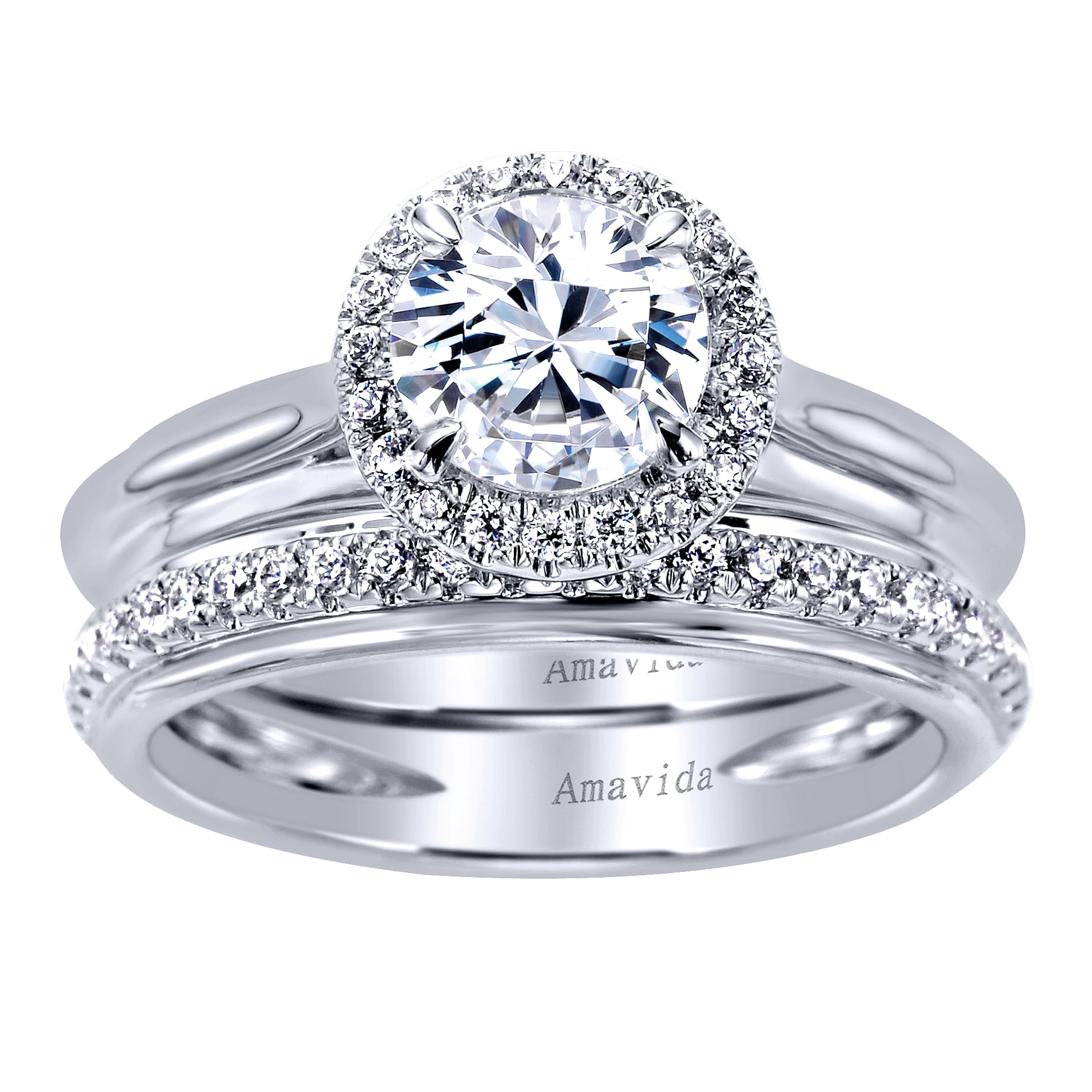 18k White Gold Diamond Halo Engagement Ring angle 4 18k White Gold Diamond Halo Engagement Ring angle 4