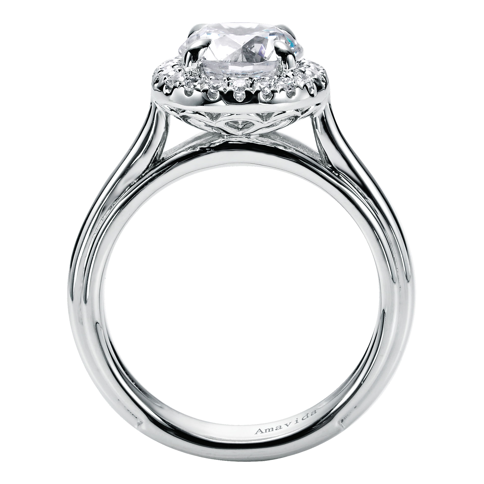 18k White Gold Diamond Halo Engagement Ring angle 2 18k White Gold Diamond Halo Engagement Ring angle 2