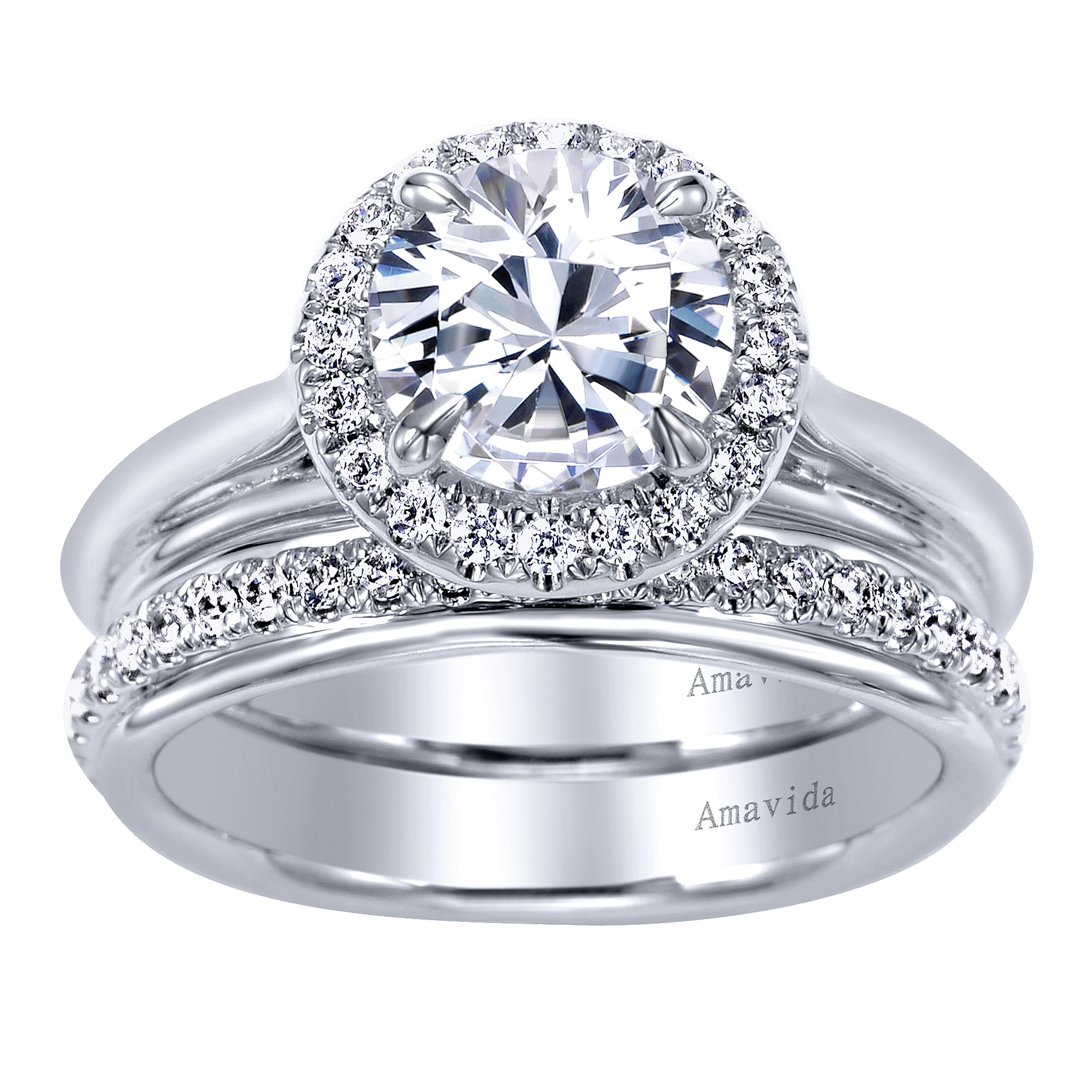 18k White Gold Diamond Halo Engagement Ring angle 4 18k White Gold Diamond Halo Engagement Ring angle 4