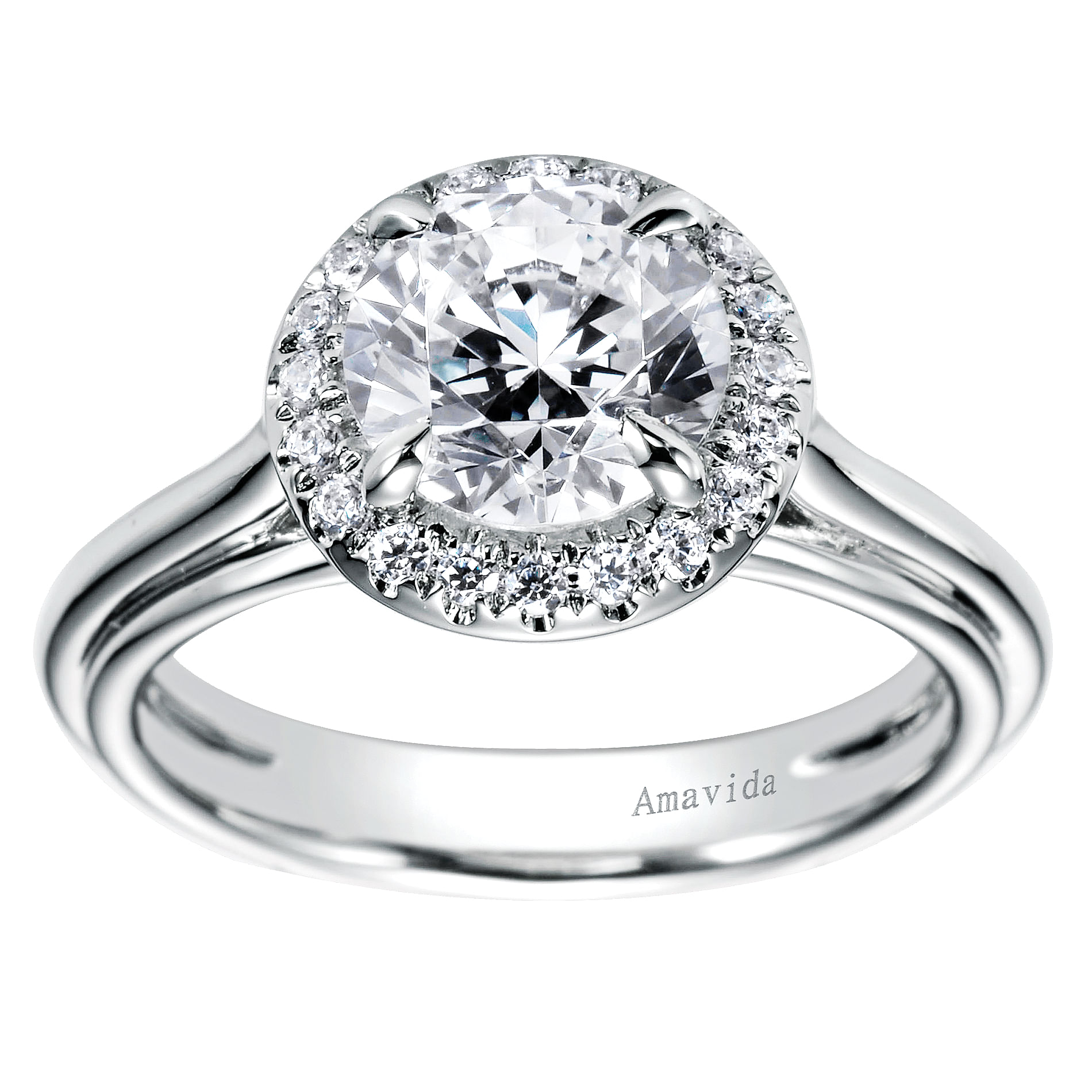 18k White Gold Diamond Halo Engagement Ring angle 5 18k White Gold Diamond Halo Engagement Ring angle 5