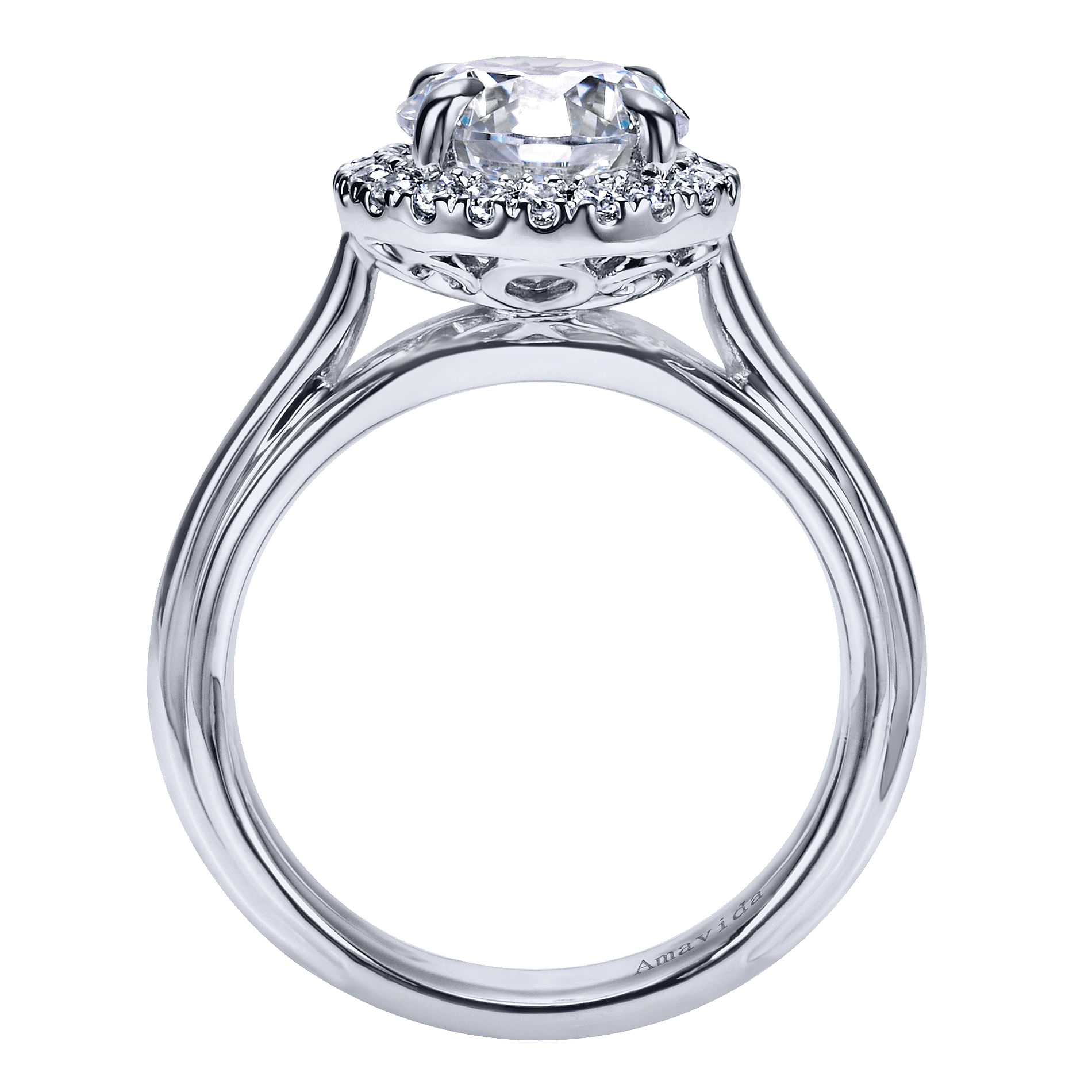 18k White Gold Diamond Halo Engagement Ring angle 2 18k White Gold Diamond Halo Engagement Ring angle 2