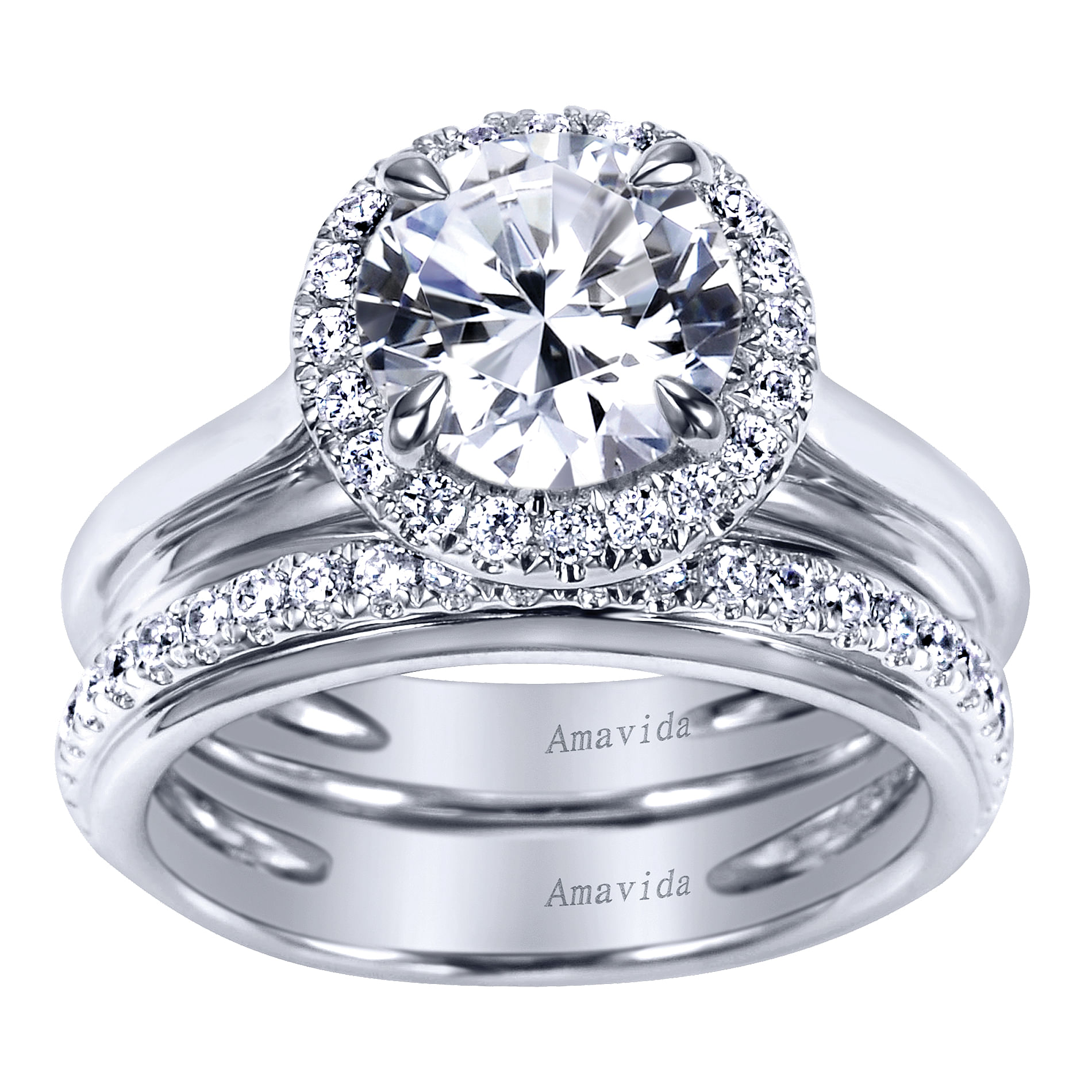 18k White Gold Diamond Halo Engagement Ring angle 4 18k White Gold Diamond Halo Engagement Ring angle 4