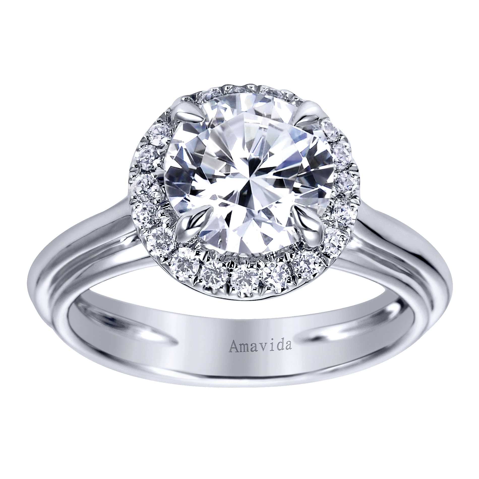 18k White Gold Diamond Halo Engagement Ring angle 5 18k White Gold Diamond Halo Engagement Ring angle 5