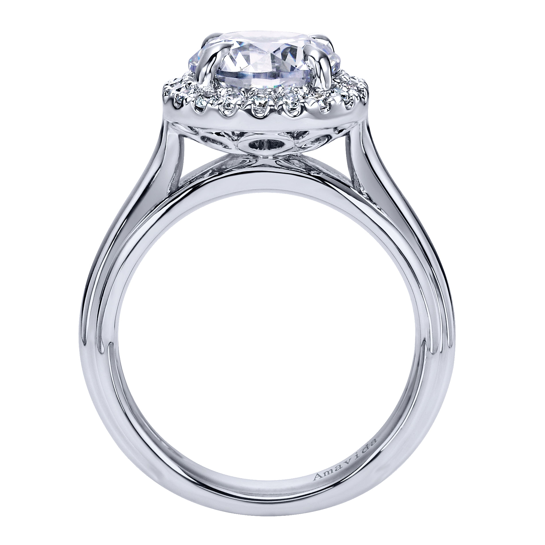 18k White Gold Diamond Halo Engagement Ring angle 2 18k White Gold Diamond Halo Engagement Ring angle 2