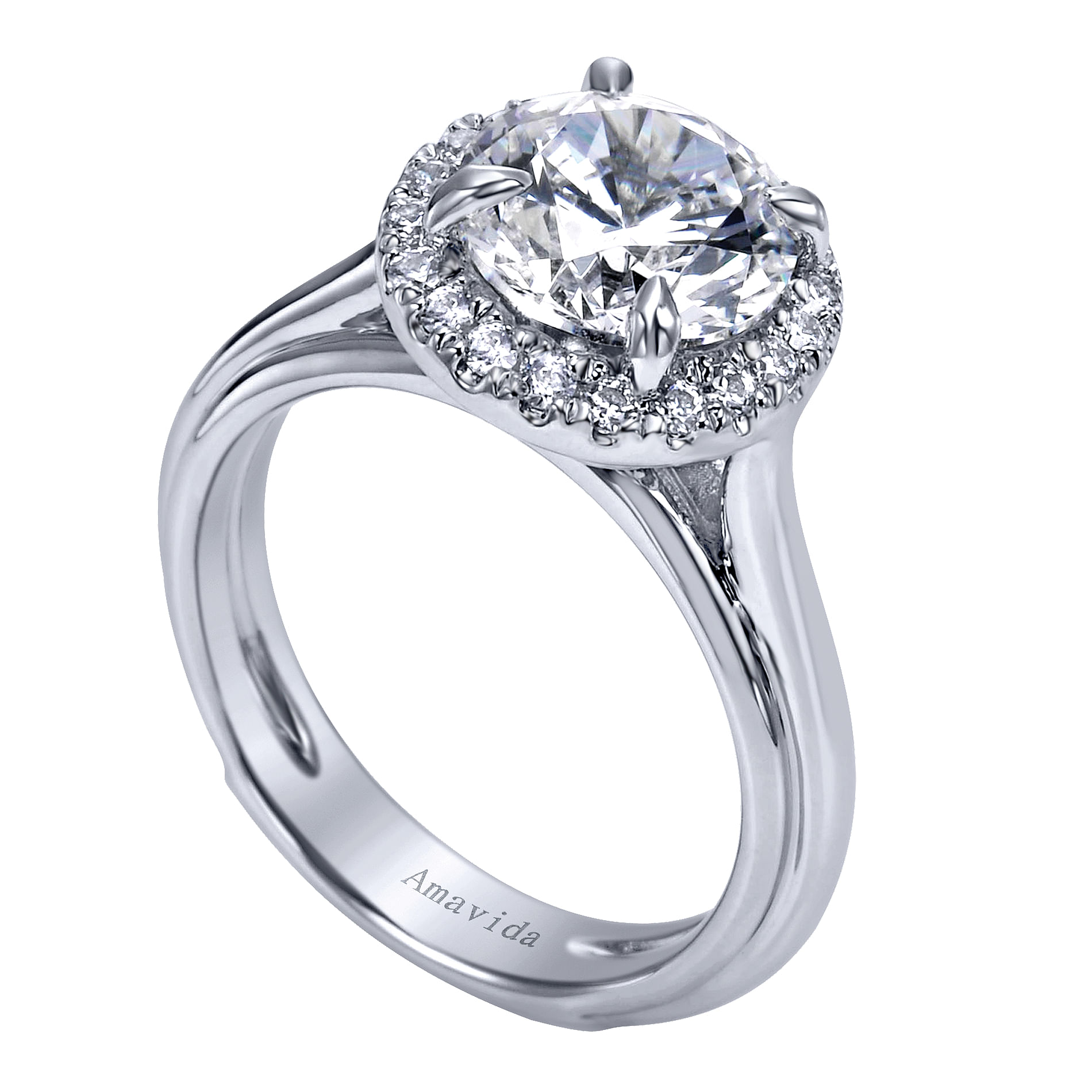 18k White Gold Diamond Halo Engagement Ring angle 3 18k White Gold Diamond Halo Engagement Ring angle 3