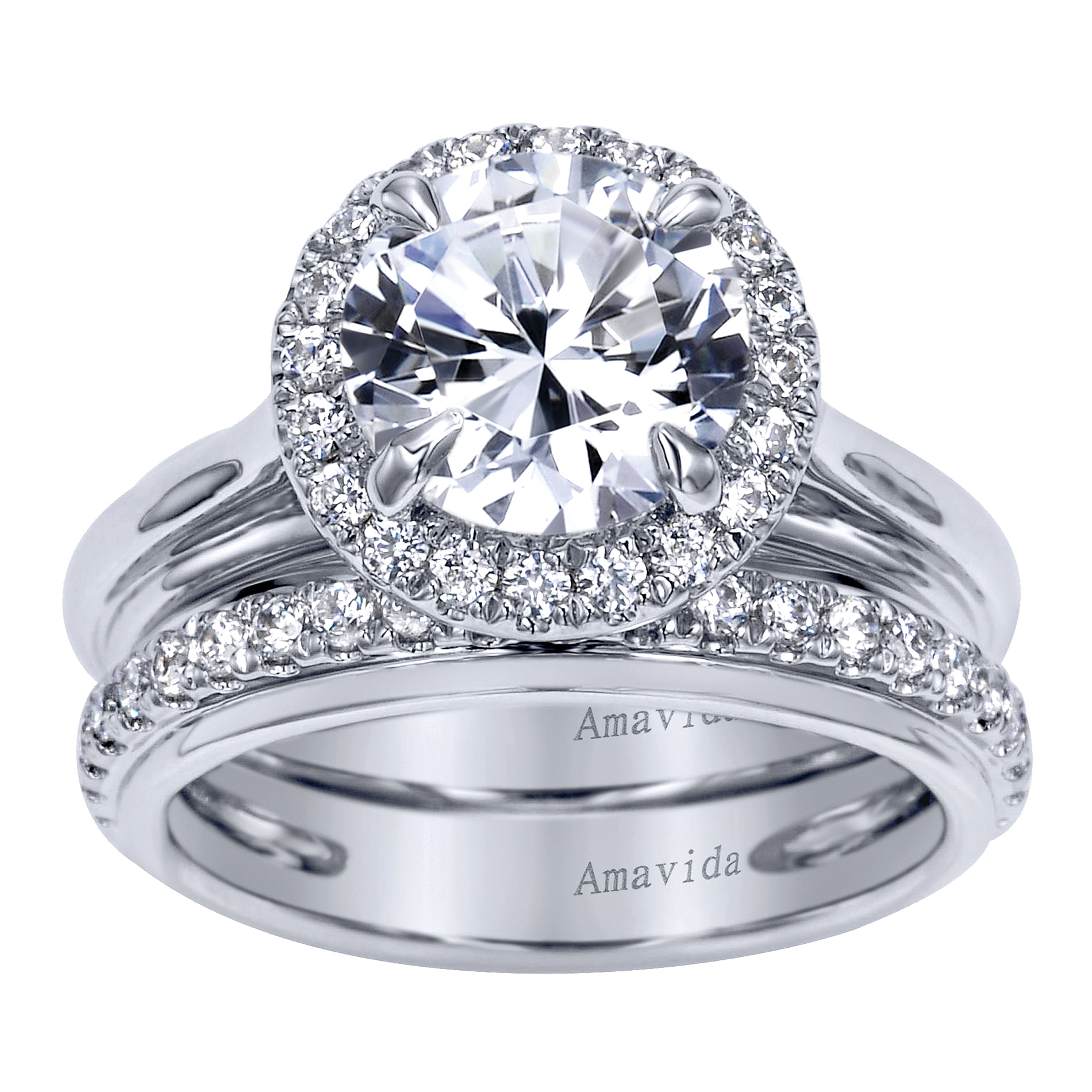 18k White Gold Diamond Halo Engagement Ring angle 4 18k White Gold Diamond Halo Engagement Ring angle 4