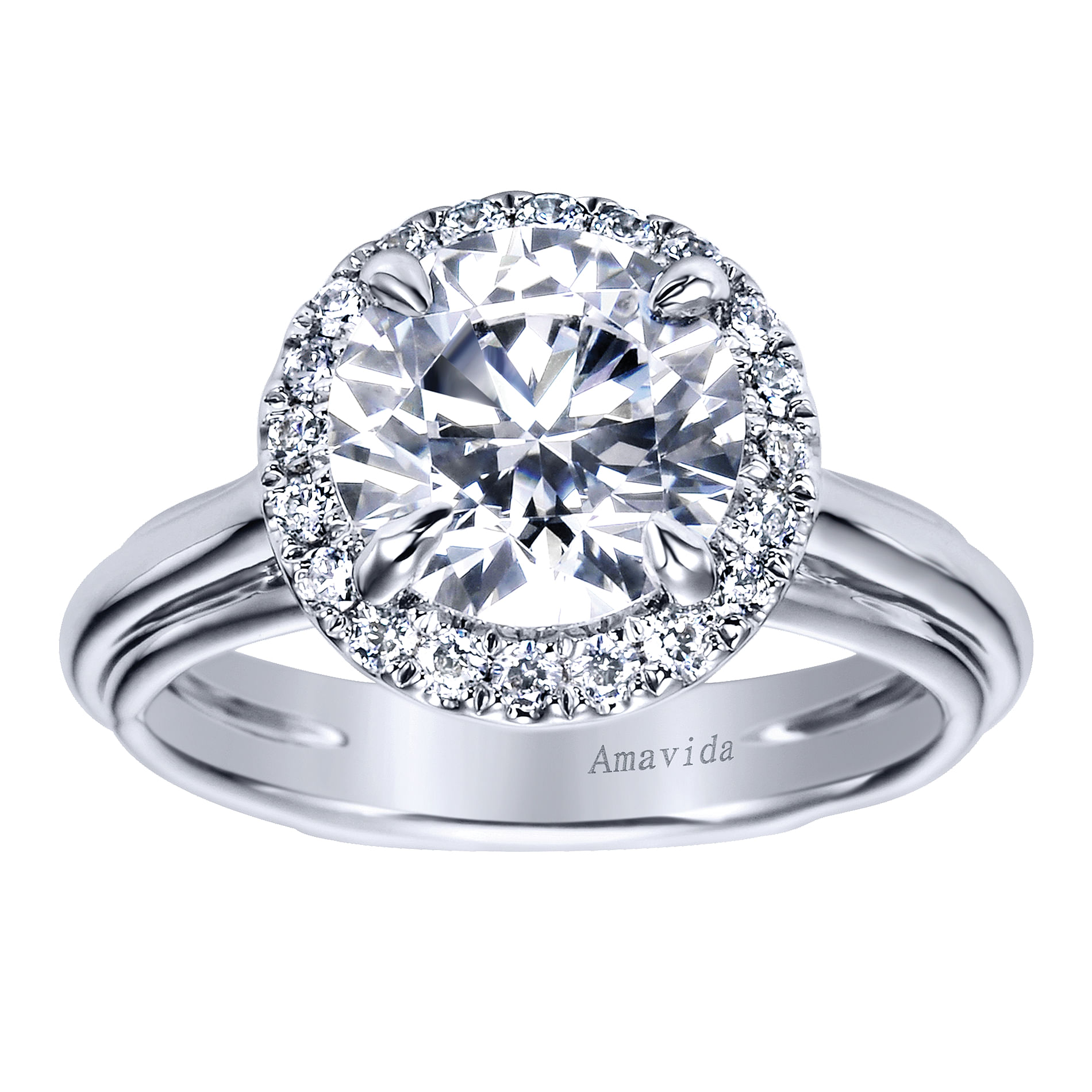18k White Gold Diamond Halo Engagement Ring angle 5 18k White Gold Diamond Halo Engagement Ring angle 5