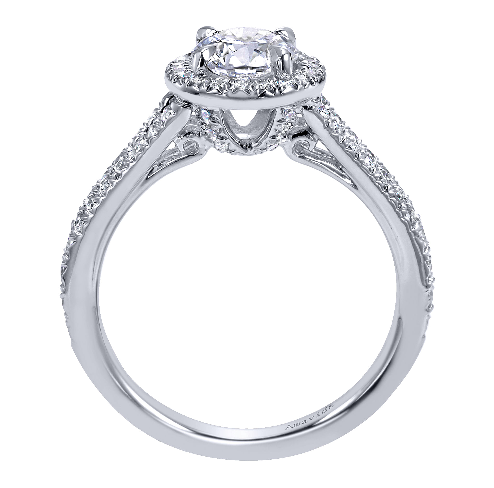 18k White Gold Diamond Halo Engagement Ring angle 2 18k White Gold Diamond Halo Engagement Ring angle 2