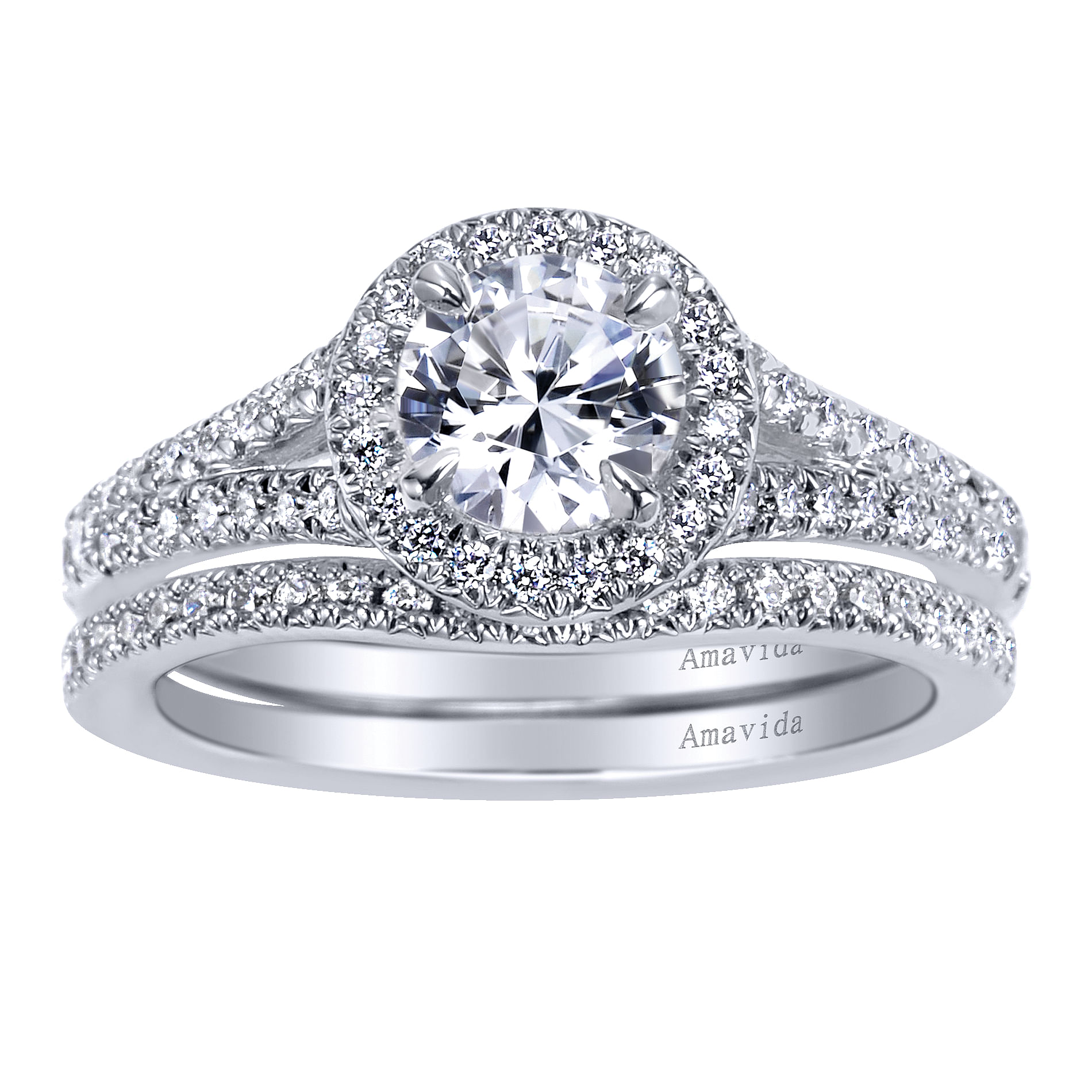 18k White Gold Diamond Halo Engagement Ring angle 4 18k White Gold Diamond Halo Engagement Ring angle 4