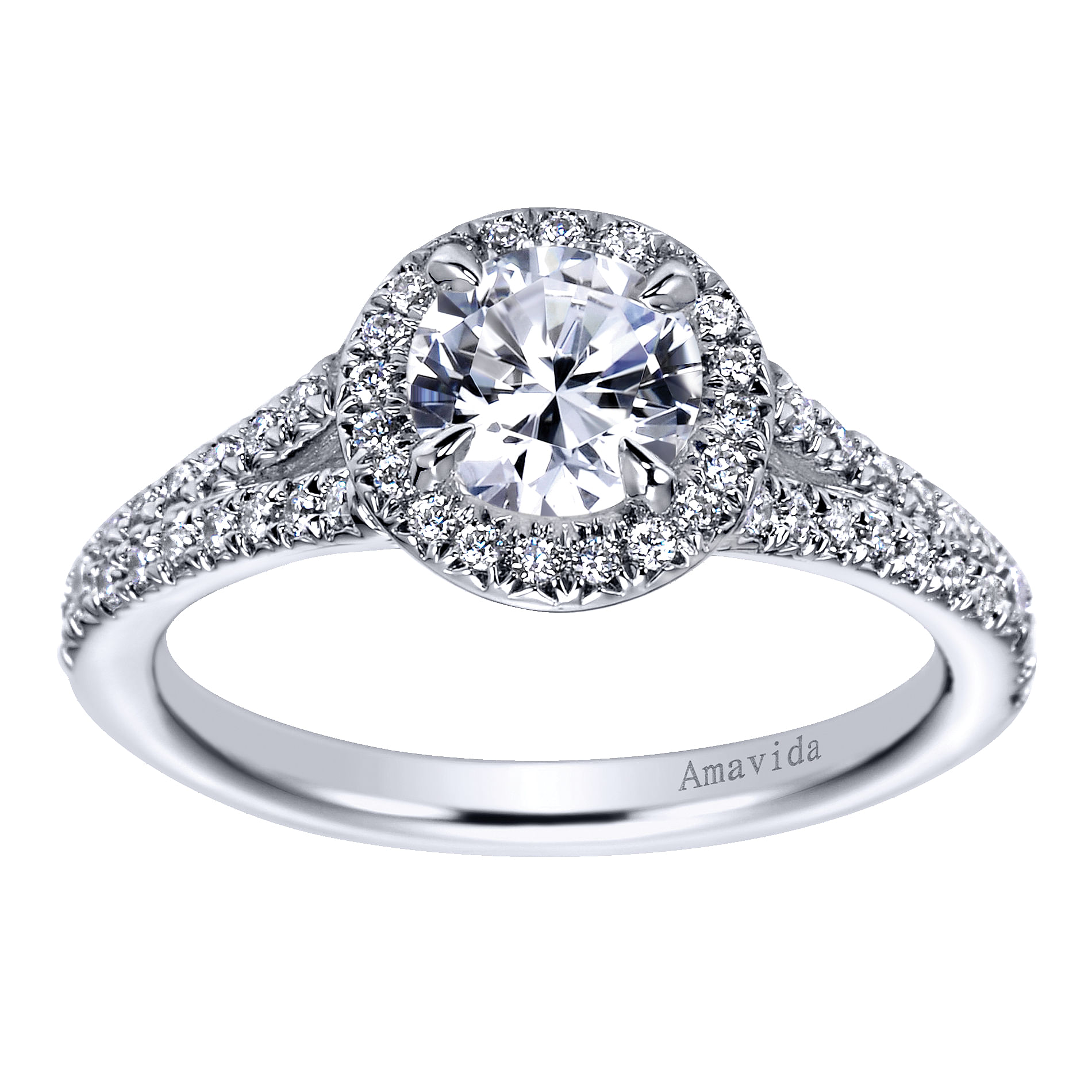 18k White Gold Diamond Halo Engagement Ring angle 5 18k White Gold Diamond Halo Engagement Ring angle 5