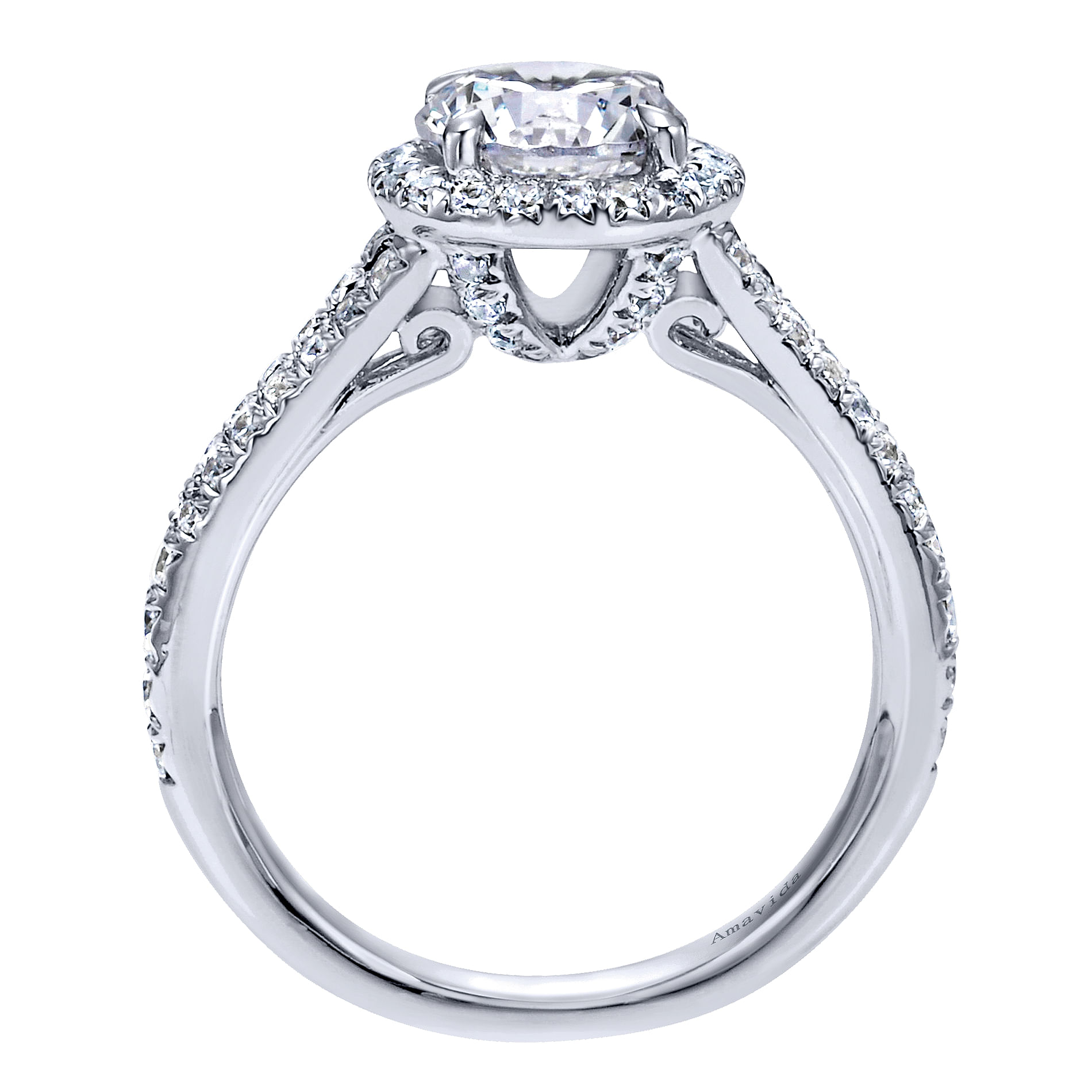18k White Gold Diamond Halo Engagement Ring angle 2 18k White Gold Diamond Halo Engagement Ring angle 2
