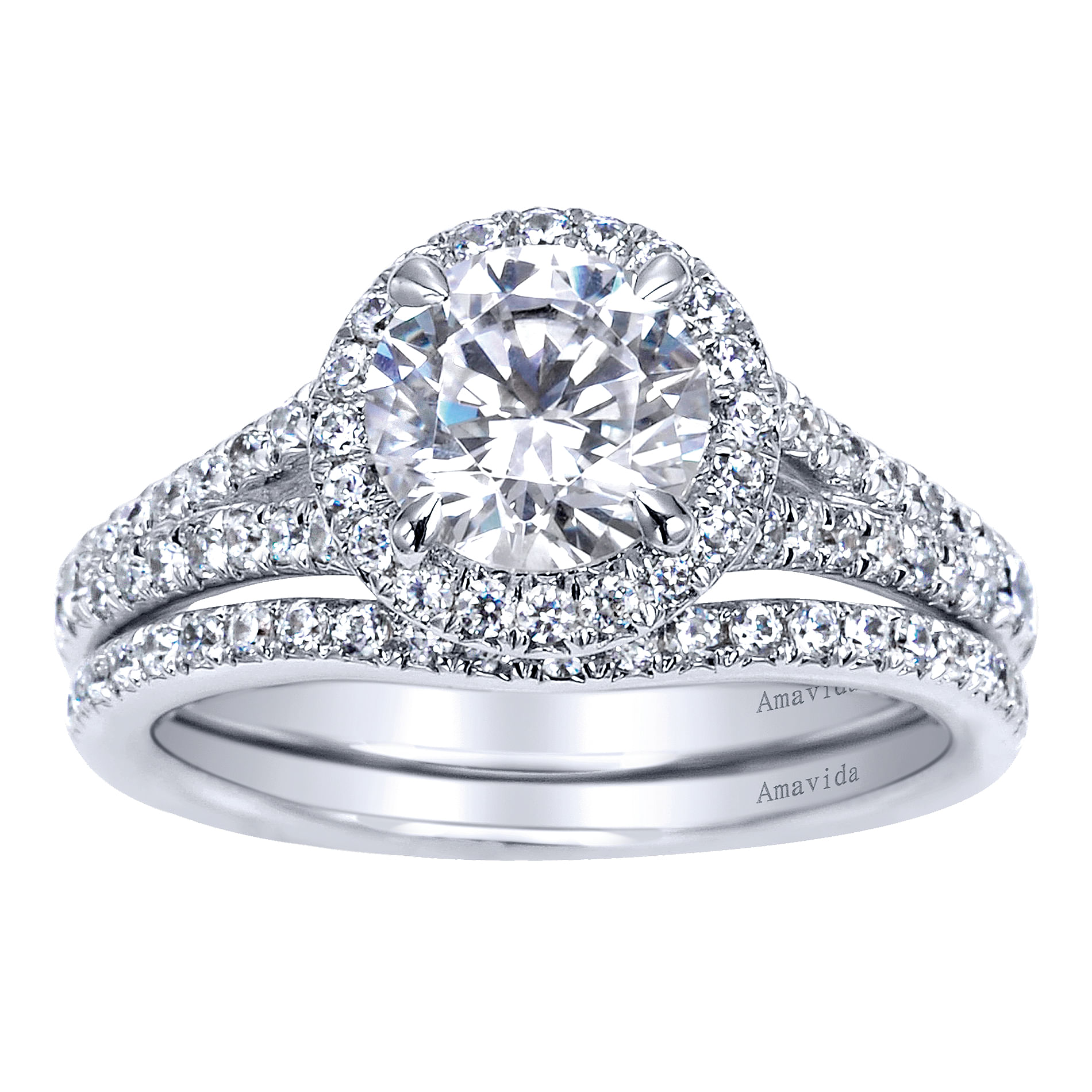 18k White Gold Diamond Halo Engagement Ring angle 4 18k White Gold Diamond Halo Engagement Ring angle 4