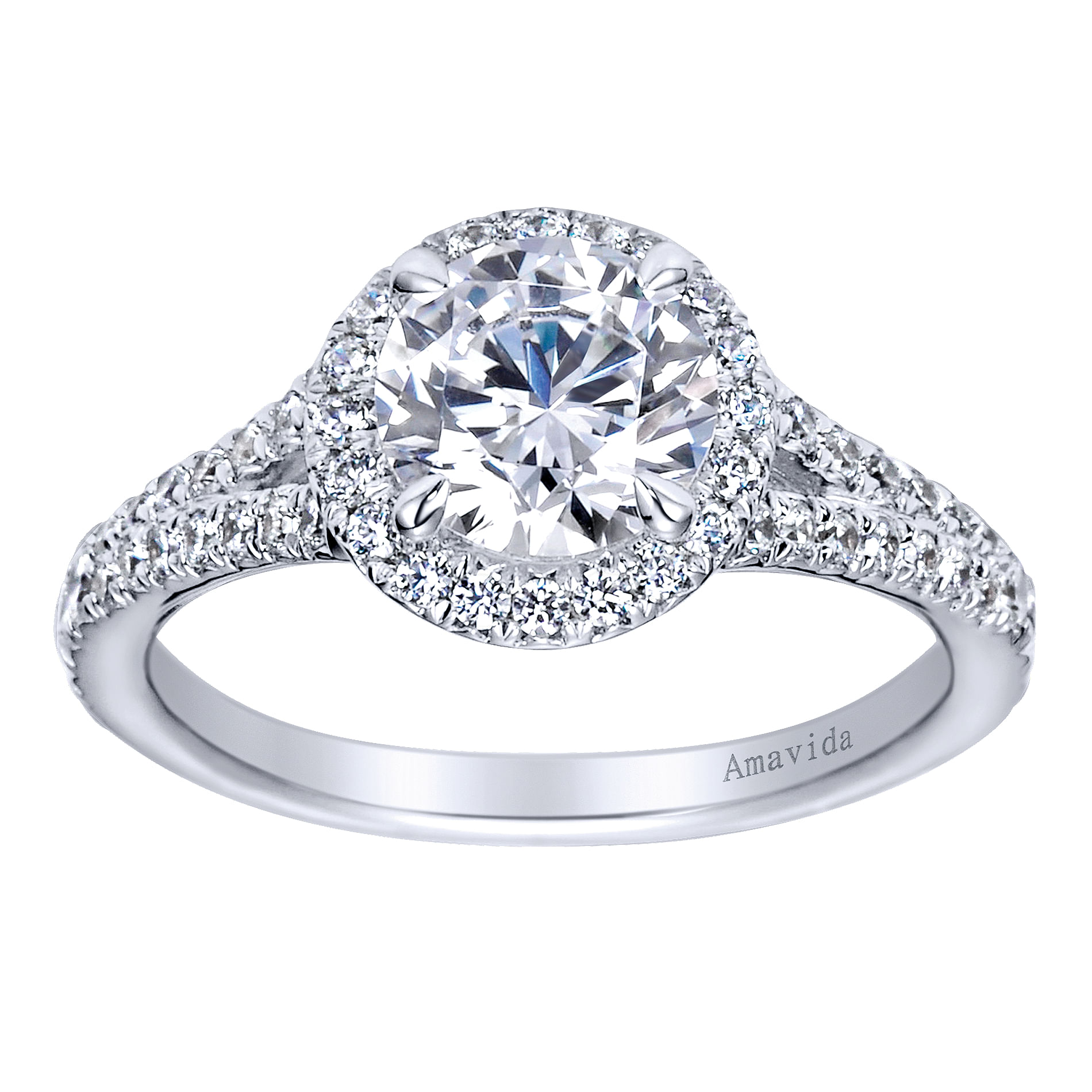 18k White Gold Diamond Halo Engagement Ring angle 5 18k White Gold Diamond Halo Engagement Ring angle 5