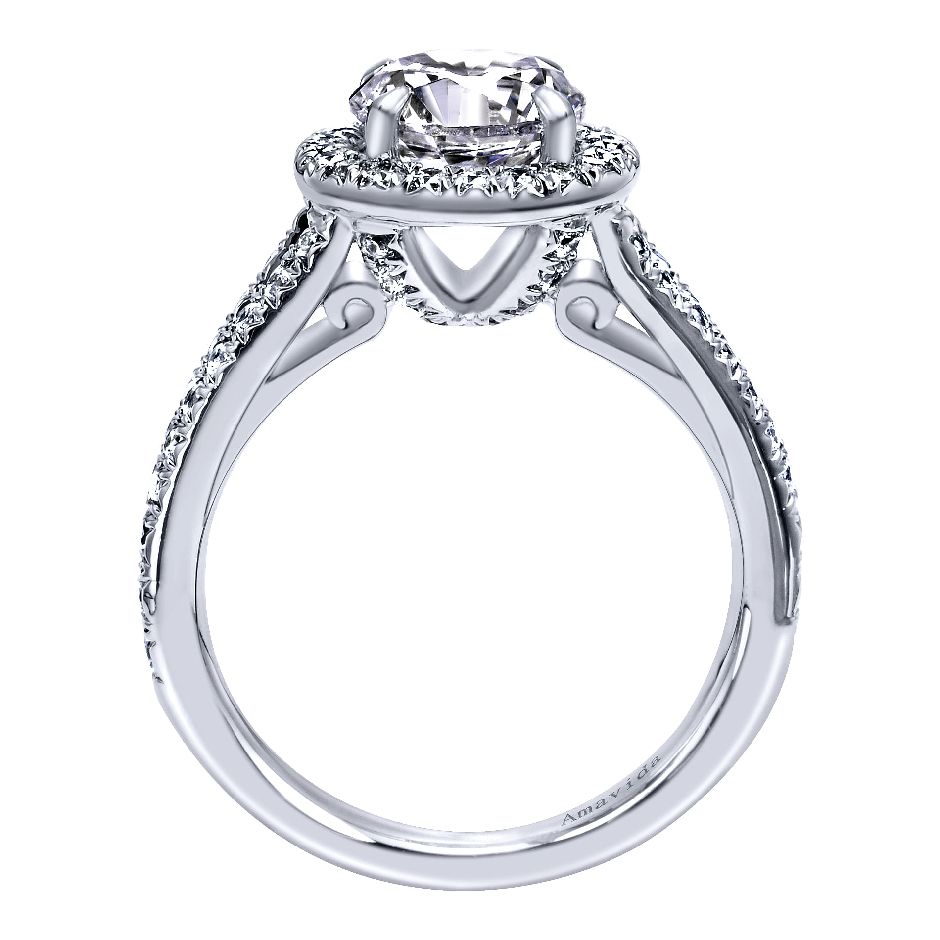 18k White Gold Diamond Halo Engagement Ring angle 2 18k White Gold Diamond Halo Engagement Ring angle 2