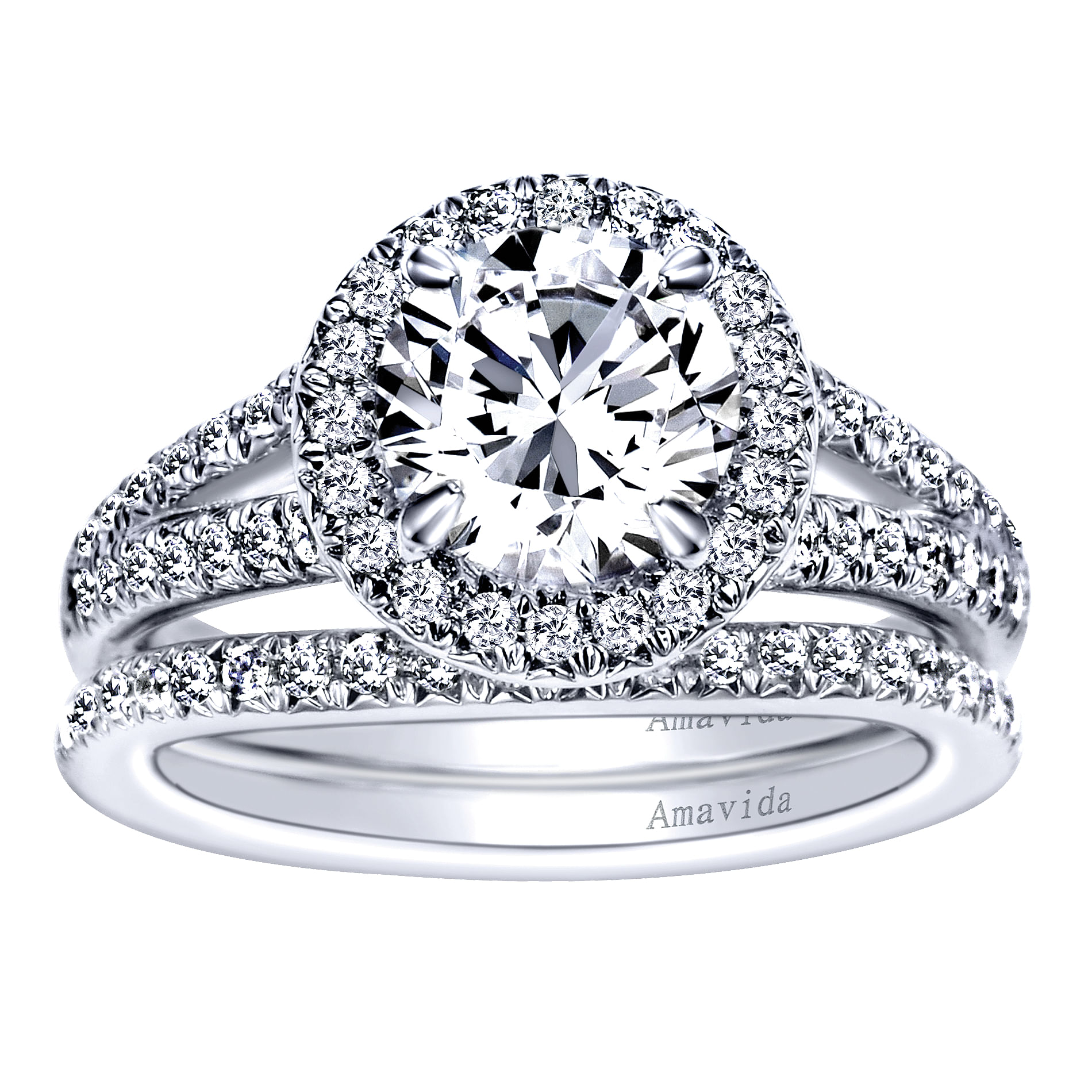 18k White Gold Diamond Halo Engagement Ring angle 4 18k White Gold Diamond Halo Engagement Ring angle 4