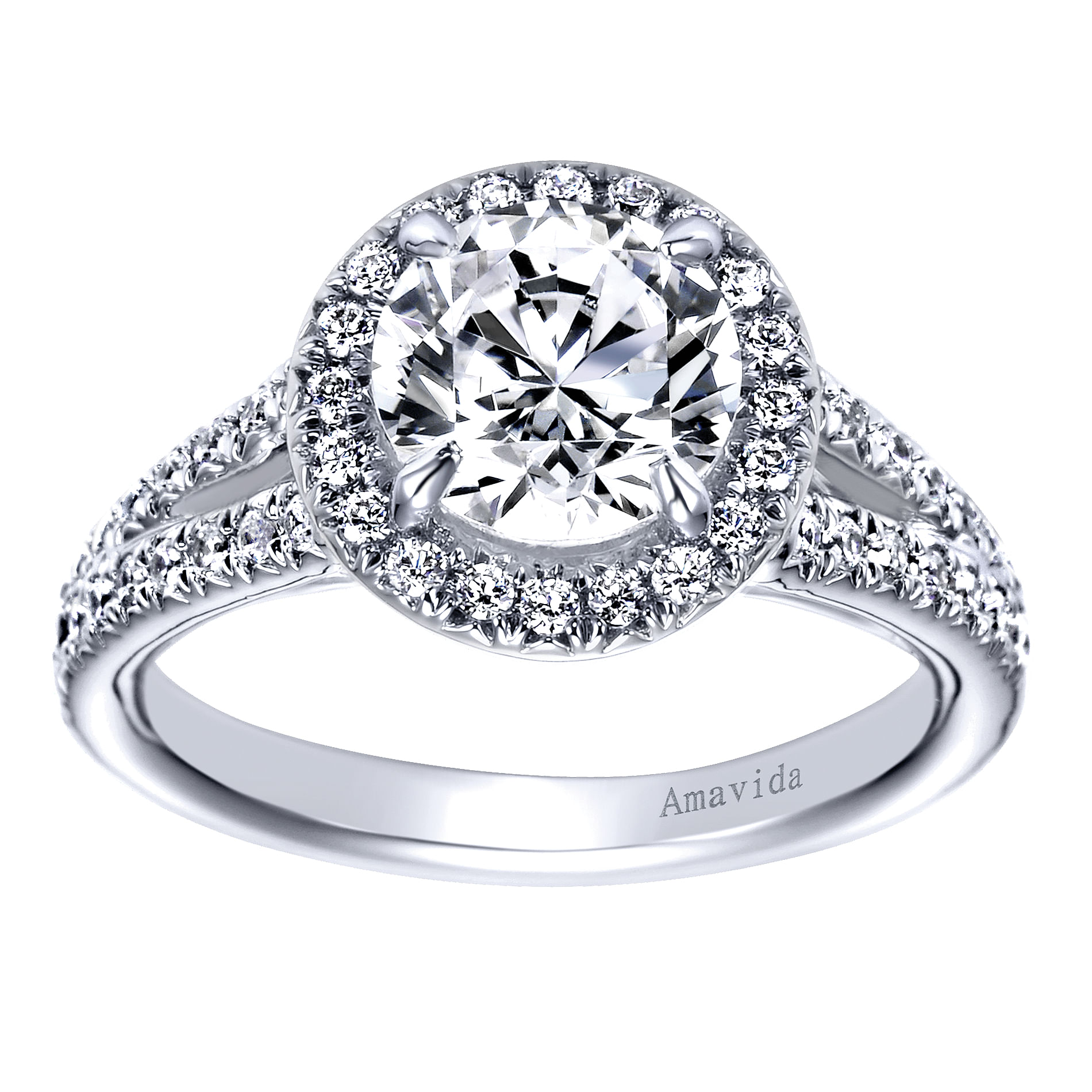 18k White Gold Diamond Halo Engagement Ring angle 5 18k White Gold Diamond Halo Engagement Ring angle 5