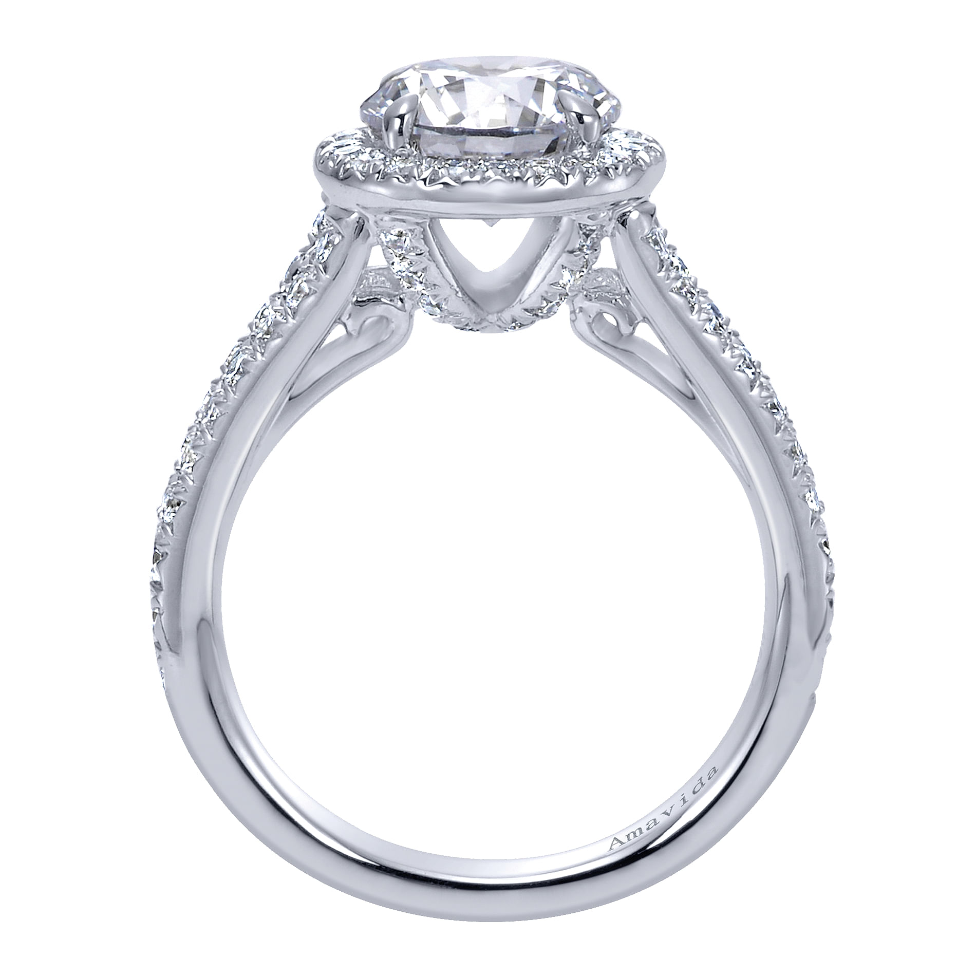 18k White Gold Diamond Halo Engagement Ring angle 2 18k White Gold Diamond Halo Engagement Ring angle 2