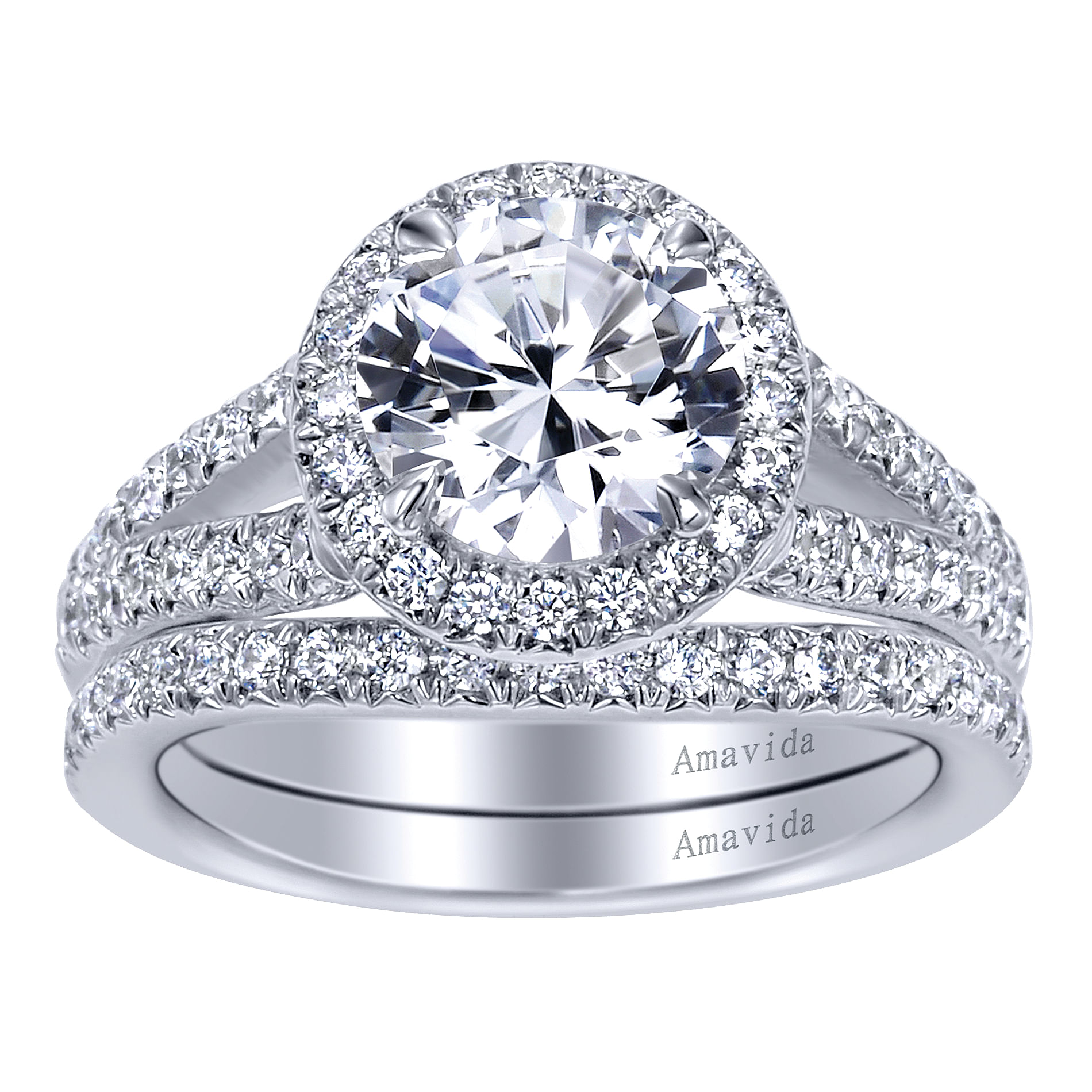 18k White Gold Diamond Halo Engagement Ring angle 4 18k White Gold Diamond Halo Engagement Ring angle 4