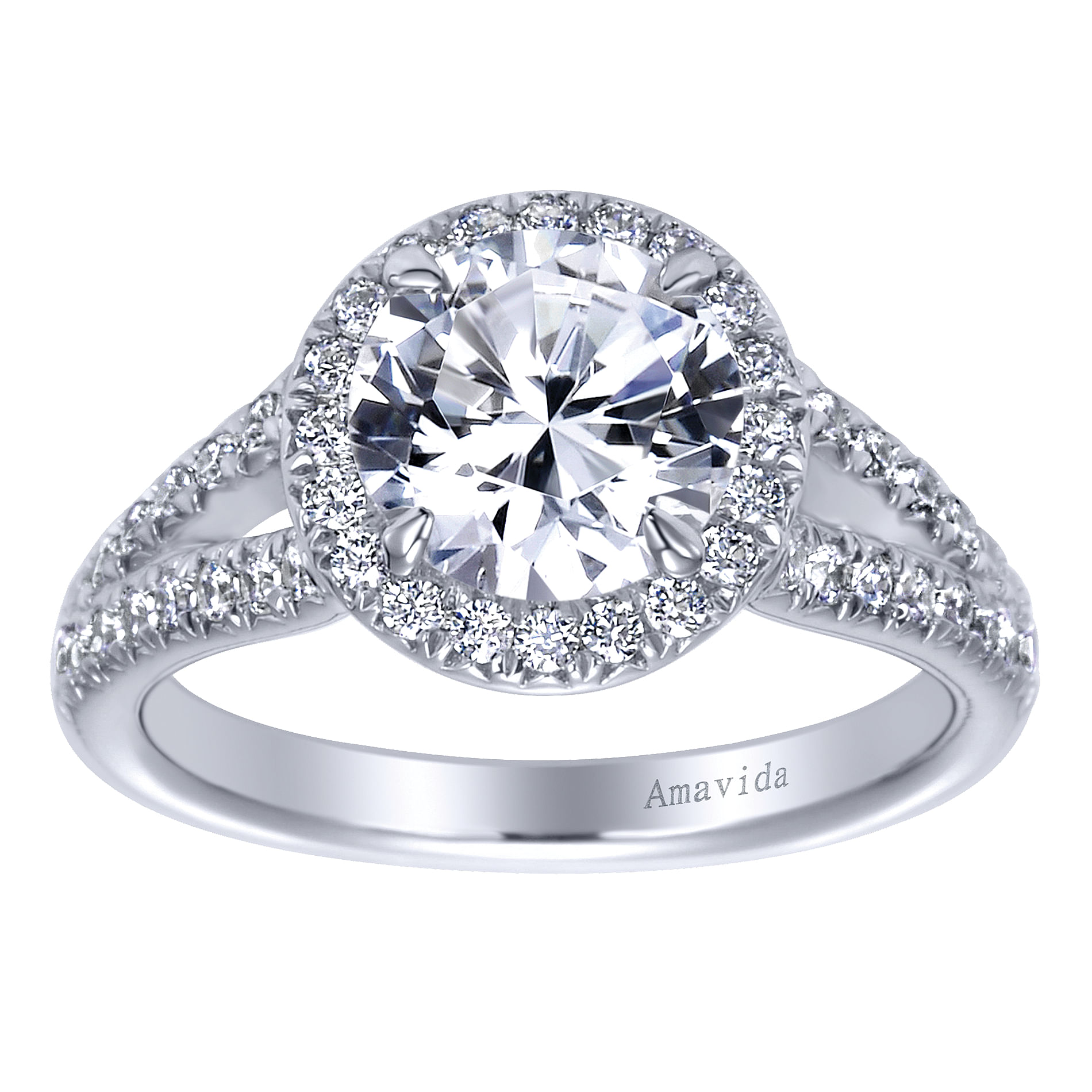 18k White Gold Diamond Halo Engagement Ring angle 5 18k White Gold Diamond Halo Engagement Ring angle 5