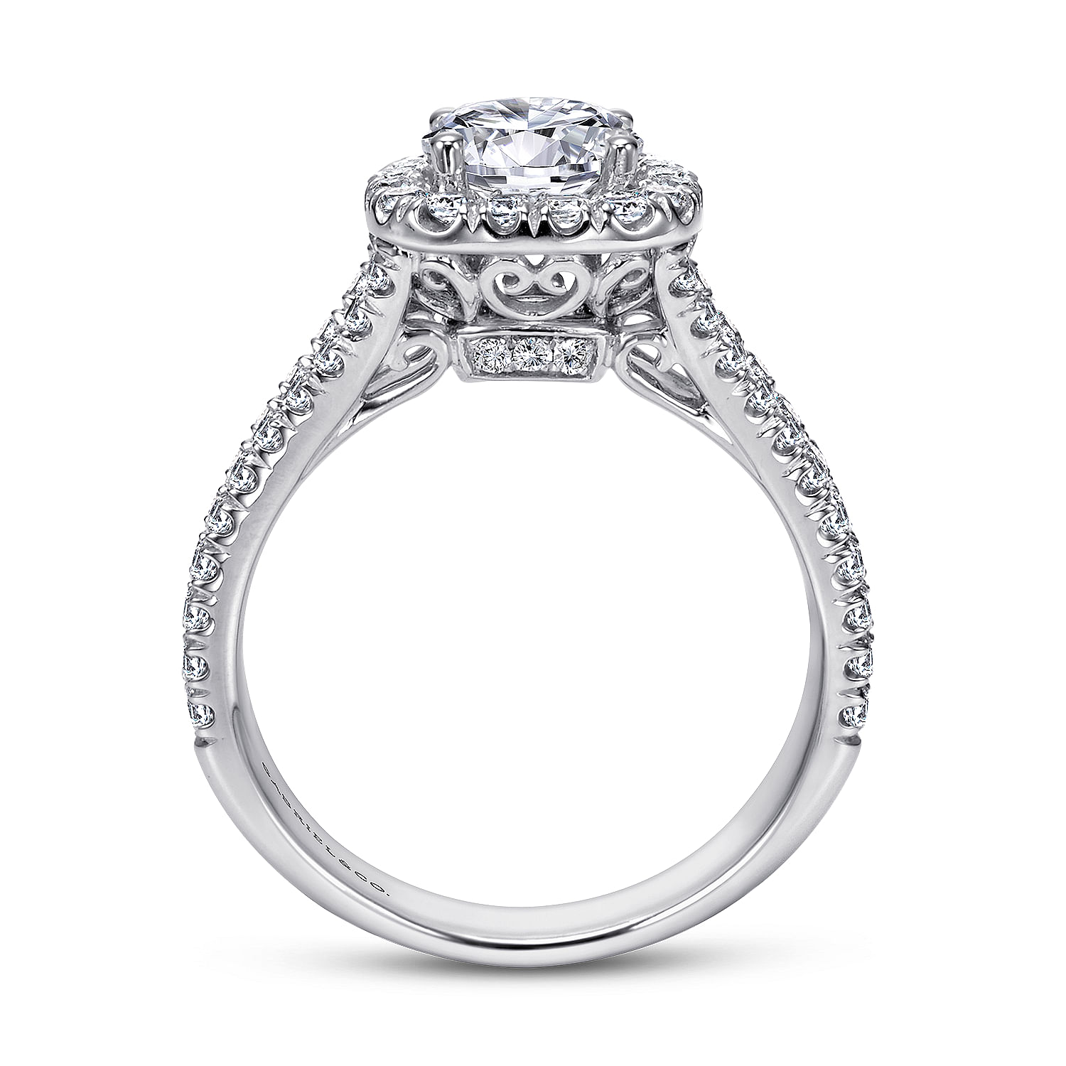 18k White Gold Diamond Halo Engagement Ring angle 2 18k White Gold Diamond Halo Engagement Ring angle 2