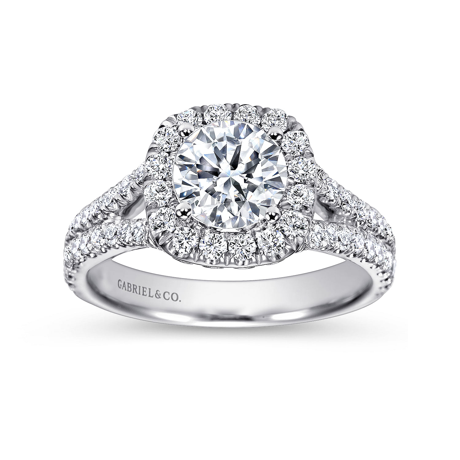 18k White Gold Diamond Halo Engagement Ring angle 5 18k White Gold Diamond Halo Engagement Ring angle 5