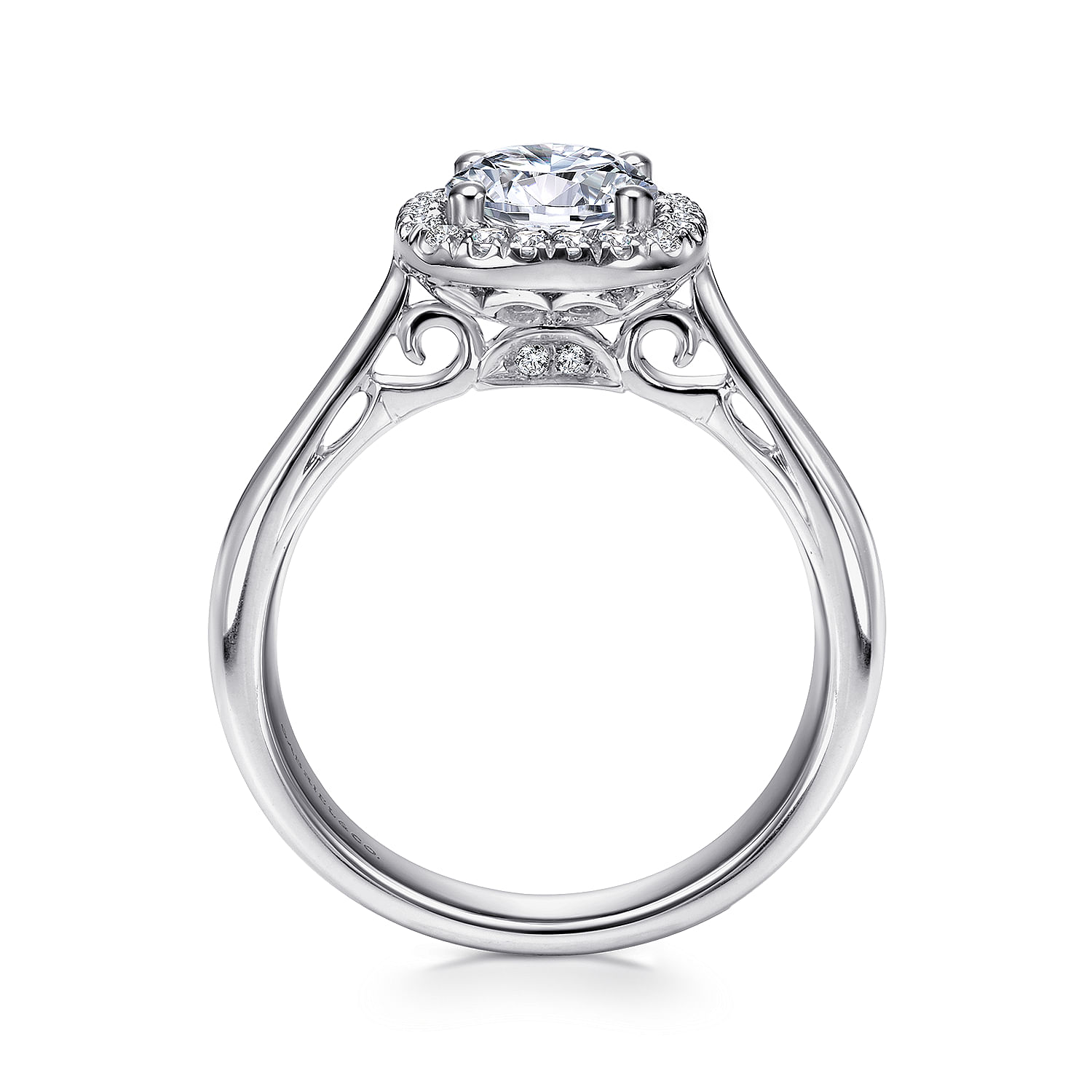 18k White Gold Diamond Halo Engagement Ring angle 2 18k White Gold Diamond Halo Engagement Ring angle 2