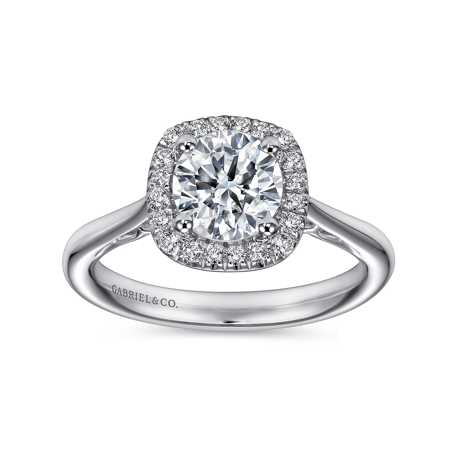 18k White Gold Diamond Halo Engagement Ring angle 5 18k White Gold Diamond Halo Engagement Ring angle 5