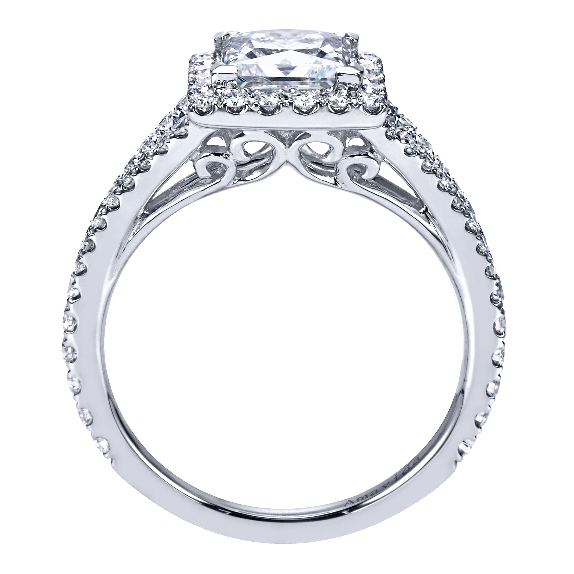 18k White Gold Diamond Halo Engagement Ring angle 2 18k White Gold Diamond Halo Engagement Ring angle 2