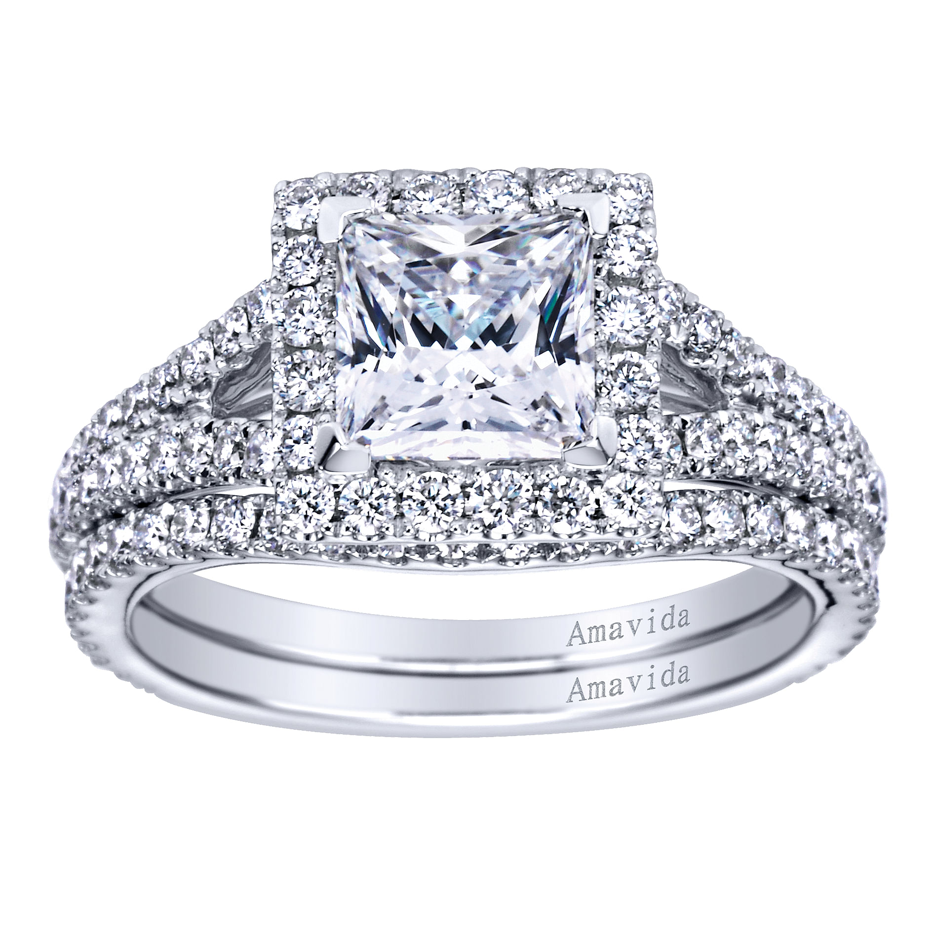 18k White Gold Diamond Halo Engagement Ring angle 4 18k White Gold Diamond Halo Engagement Ring angle 4