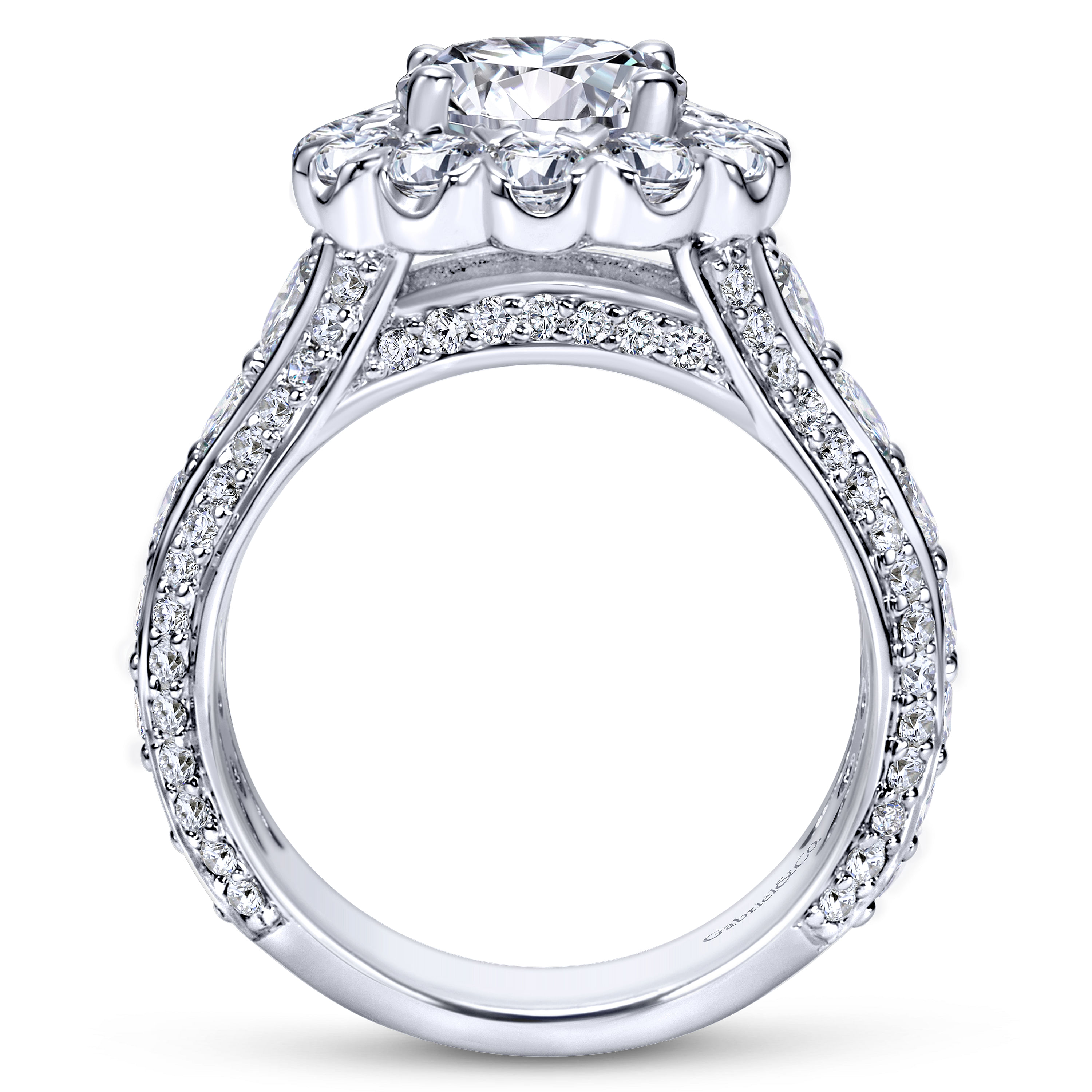 18k White Gold Diamond Halo Engagement Ring angle 2 18k White Gold Diamond Halo Engagement Ring angle 2