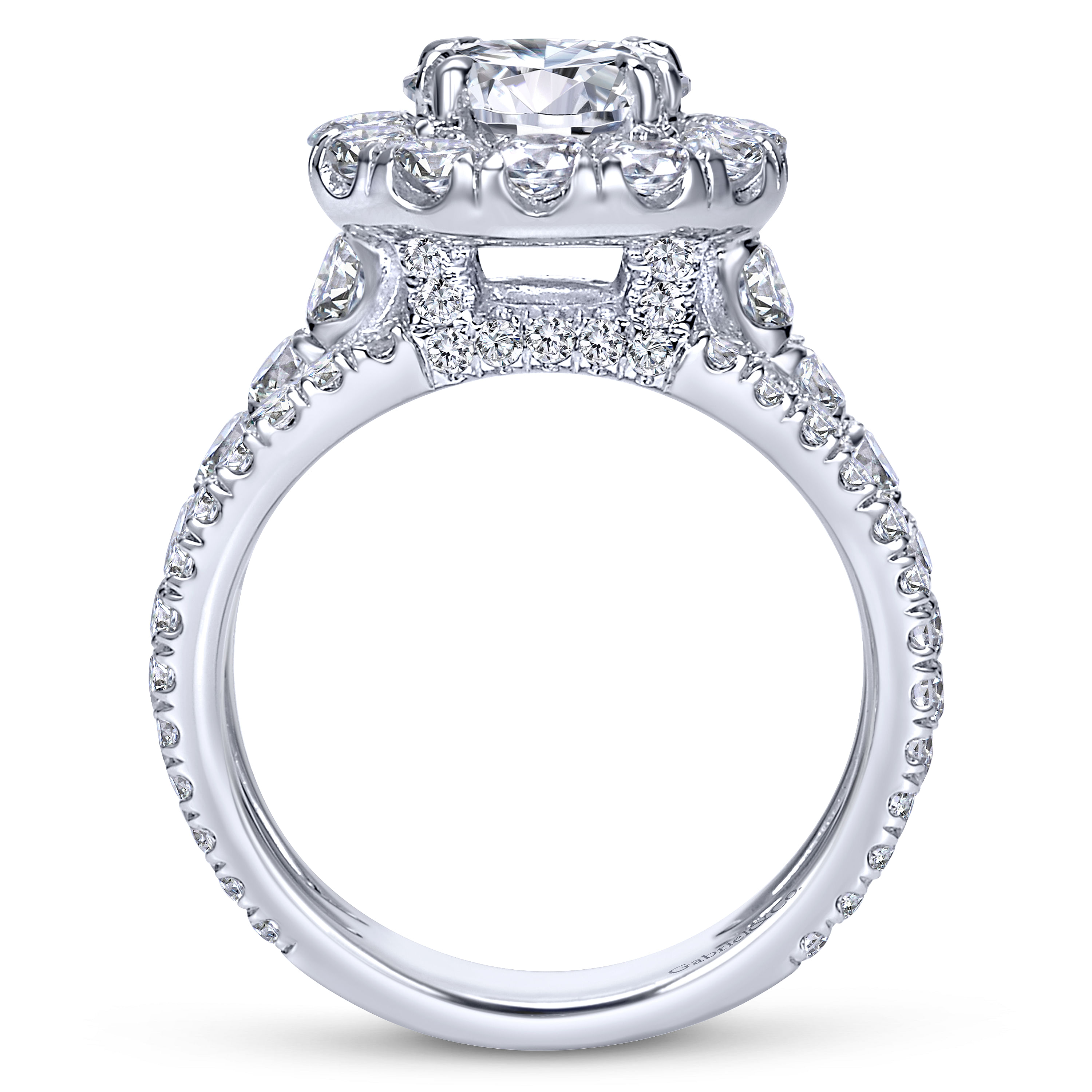 18k White Gold Diamond Halo Engagement Ring angle 2 18k White Gold Diamond Halo Engagement Ring angle 2