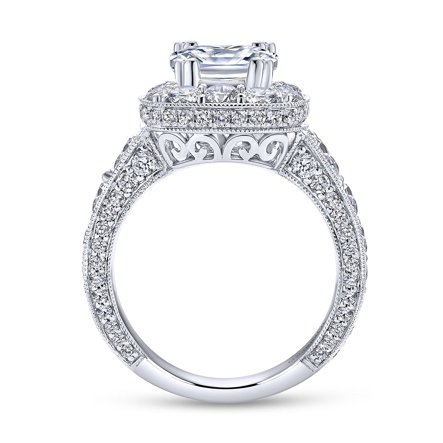 18k White Gold Diamond Halo Engagement Ring angle 2 18k White Gold Diamond Halo Engagement Ring angle 2