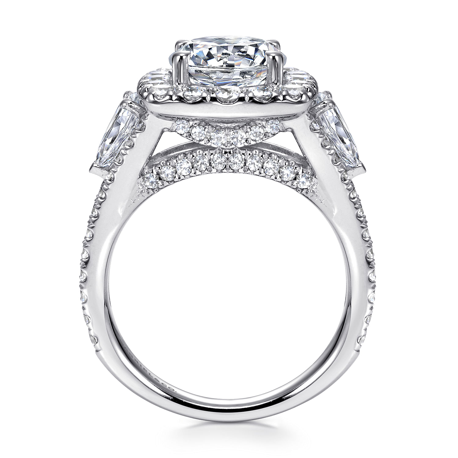18k White Gold Diamond Halo Engagement Ring angle 2 18k White Gold Diamond Halo Engagement Ring angle 2