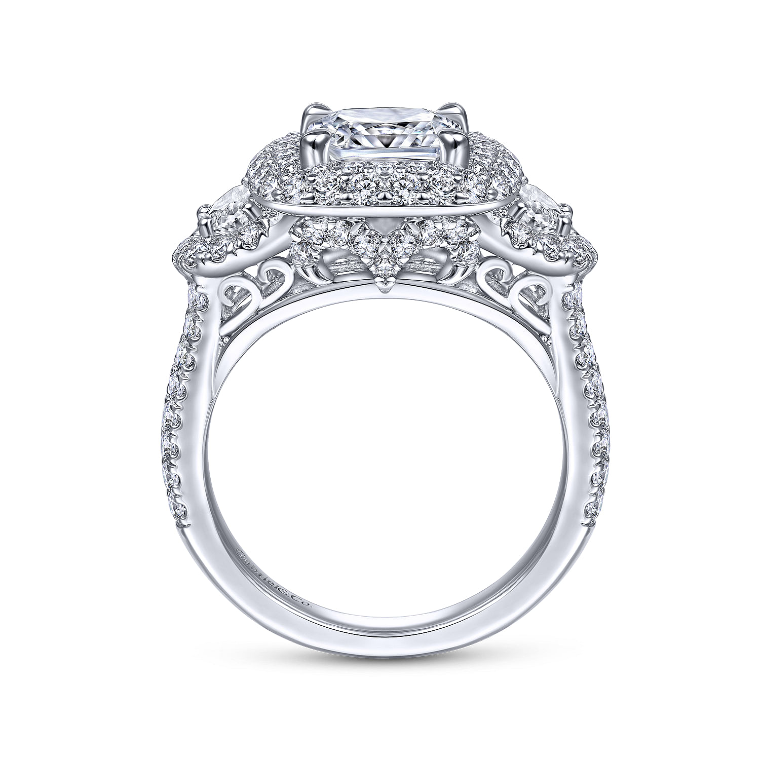 18k White Gold Diamond Halo Engagement Ring angle 2 18k White Gold Diamond Halo Engagement Ring angle 2