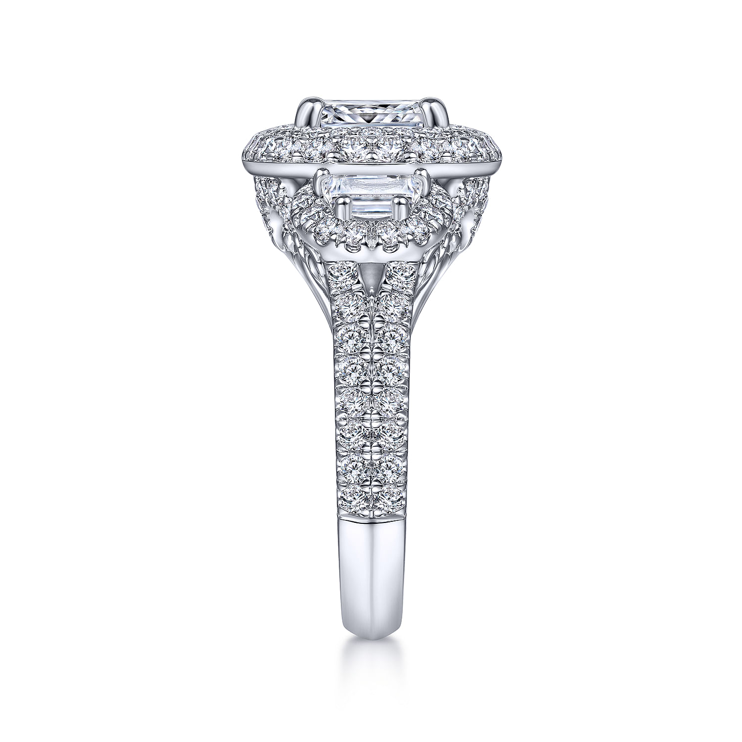 18k White Gold Diamond Halo Engagement Ring angle 5 18k White Gold Diamond Halo Engagement Ring angle 5
