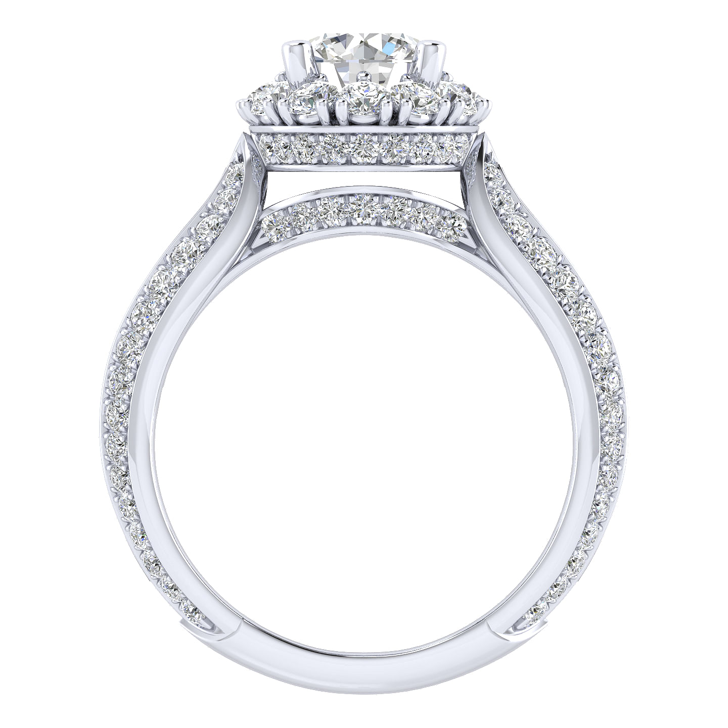 18k White Gold Diamond Halo Engagement Ring angle 2 18k White Gold Diamond Halo Engagement Ring angle 2