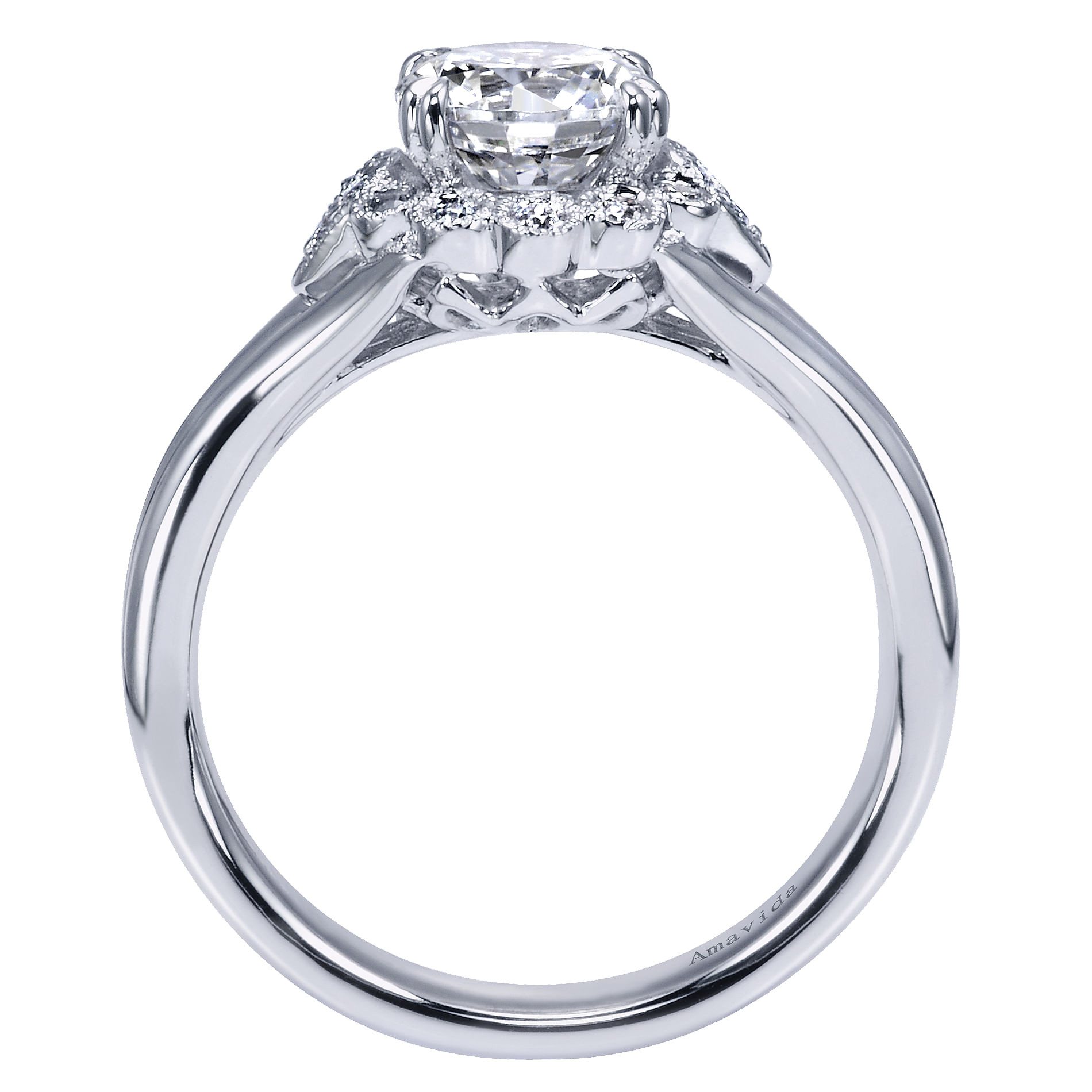 18k White Gold Diamond Halo Engagement Ring angle 2 18k White Gold Diamond Halo Engagement Ring angle 2
