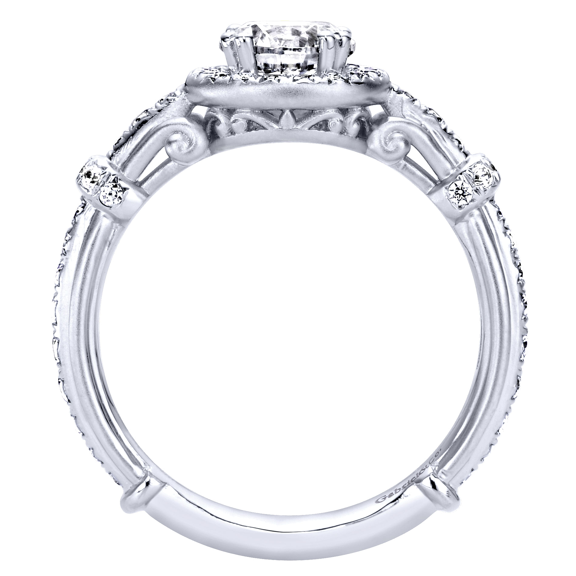 18k White Gold Diamond Halo Engagement Ring angle 2 18k White Gold Diamond Halo Engagement Ring angle 2