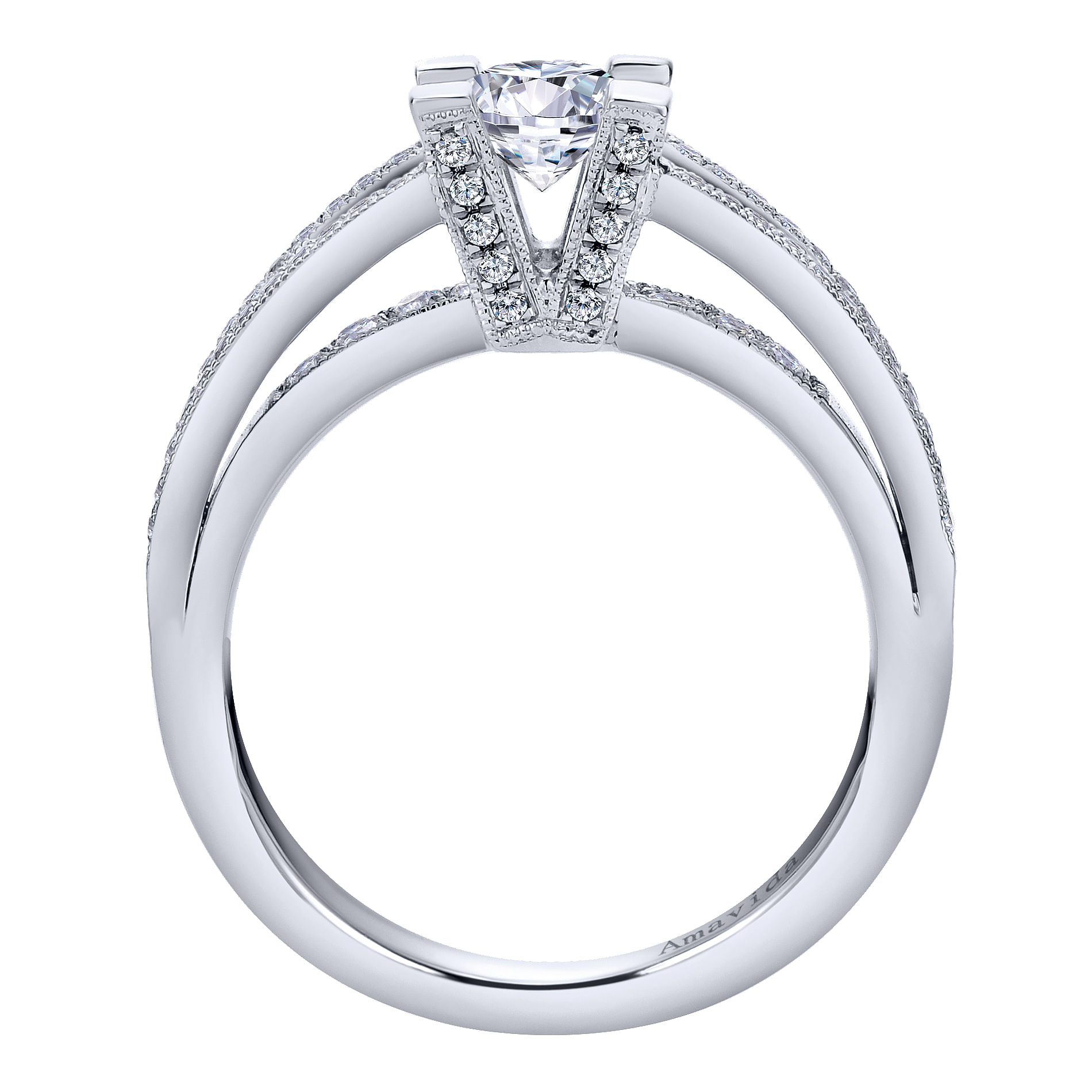 18k White Gold Diamond Halo Engagement Ring angle 2 18k White Gold Diamond Halo Engagement Ring angle 2
