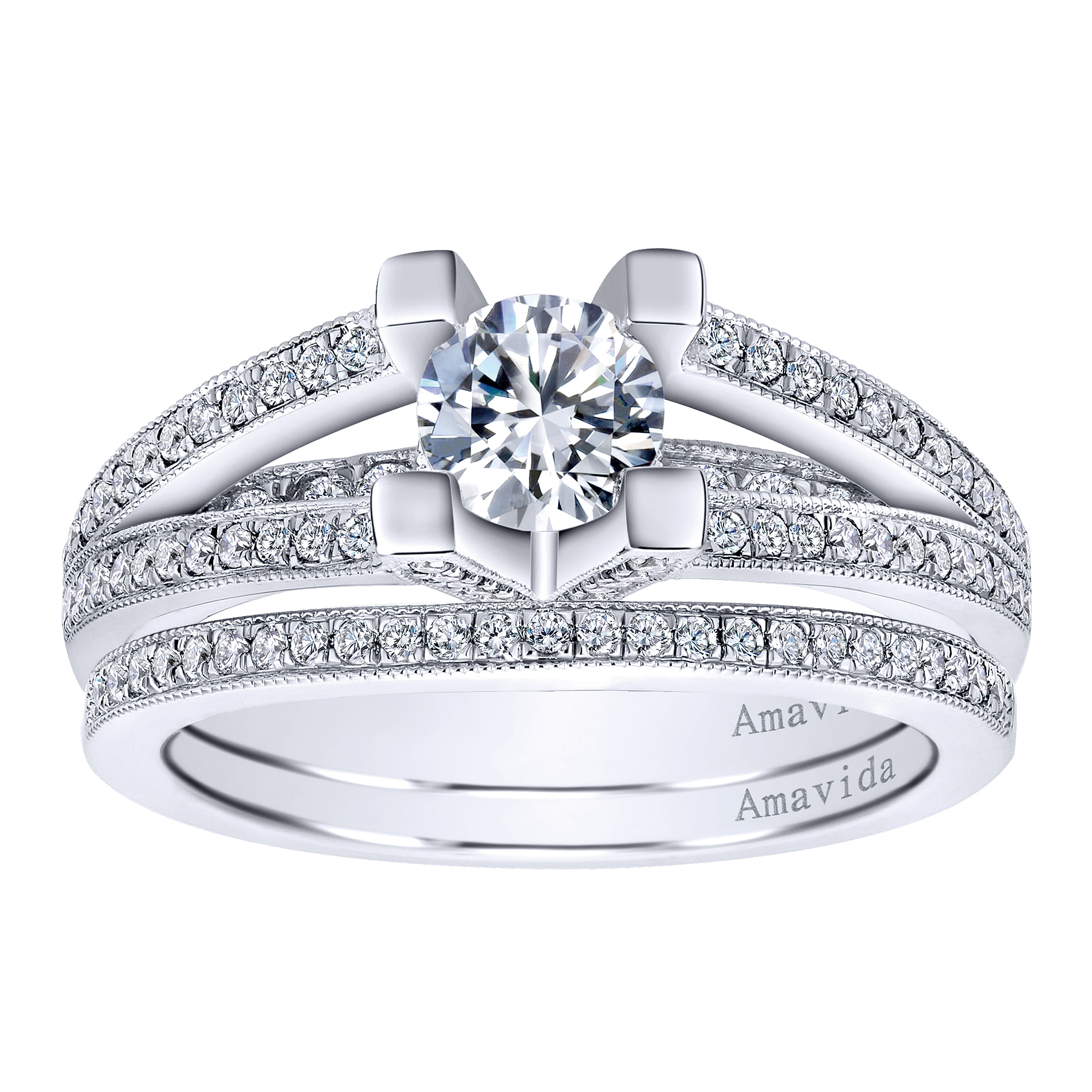18k White Gold Diamond Halo Engagement Ring angle 4 18k White Gold Diamond Halo Engagement Ring angle 4