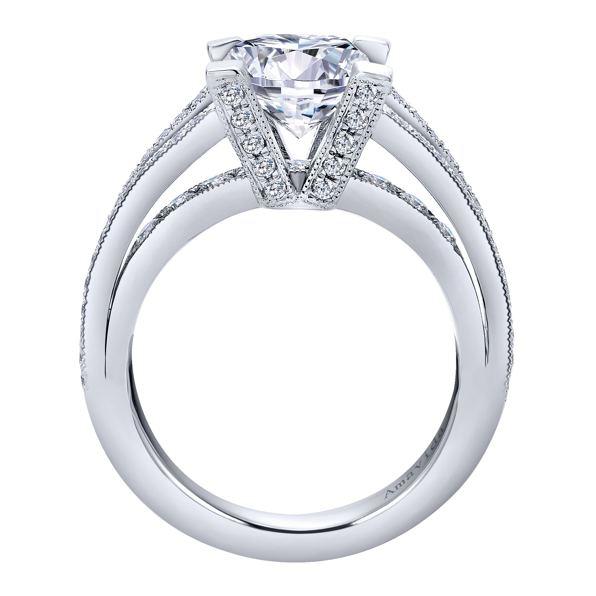 18k White Gold Diamond Halo Engagement Ring angle 2 18k White Gold Diamond Halo Engagement Ring angle 2