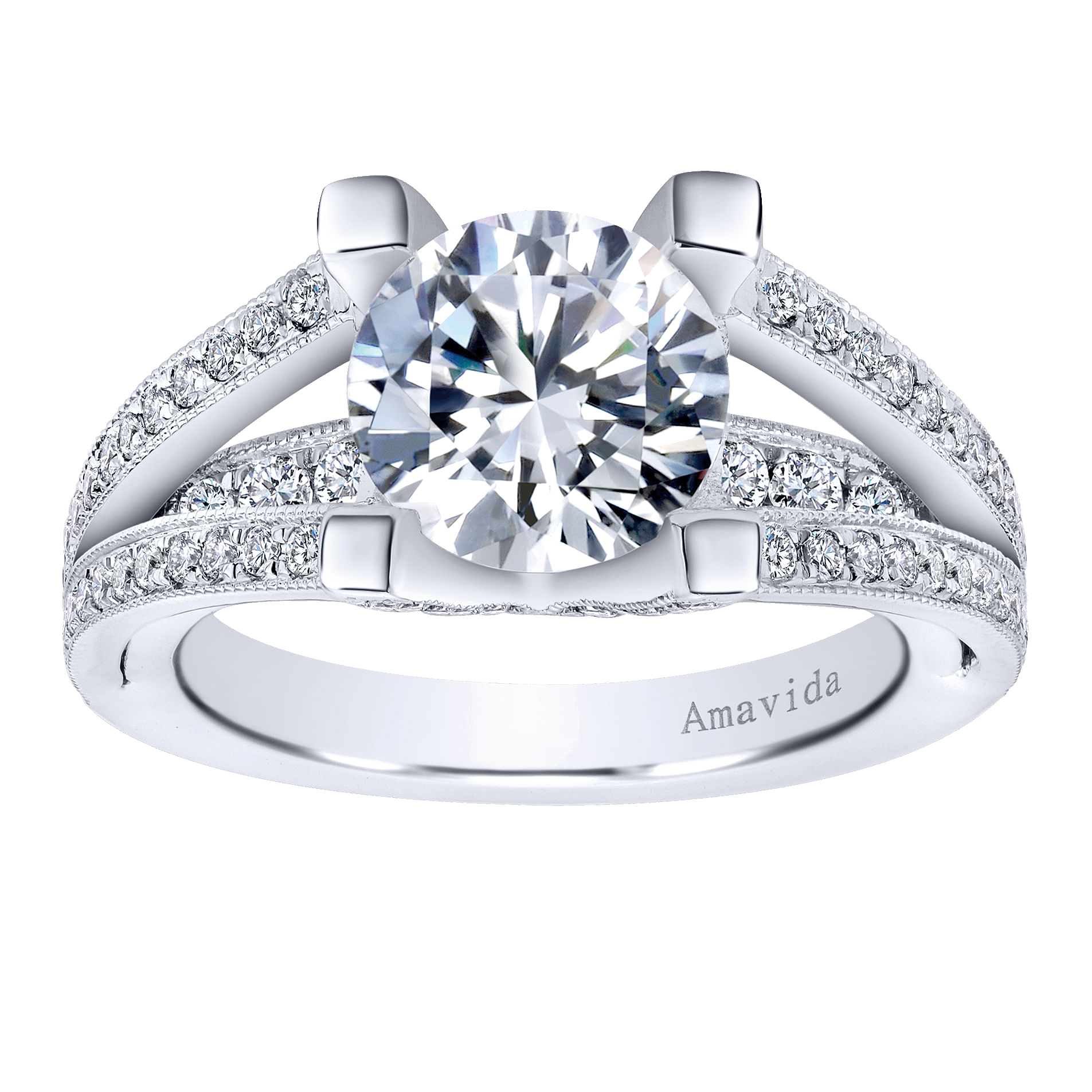 18k White Gold Diamond Halo Engagement Ring angle 5 18k White Gold Diamond Halo Engagement Ring angle 5