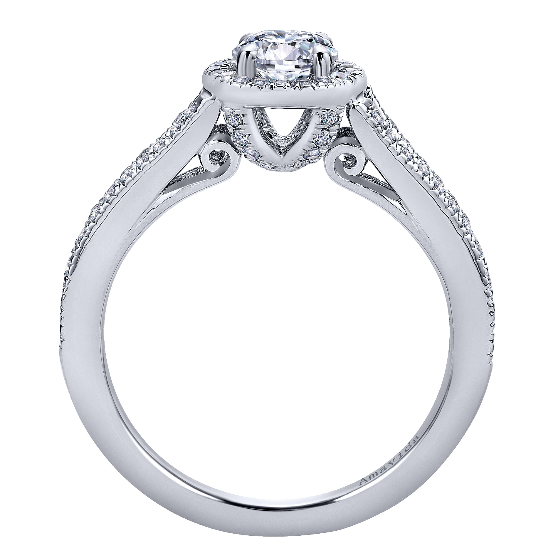 18k White Gold Diamond Halo Engagement Ring angle 2 18k White Gold Diamond Halo Engagement Ring angle 2